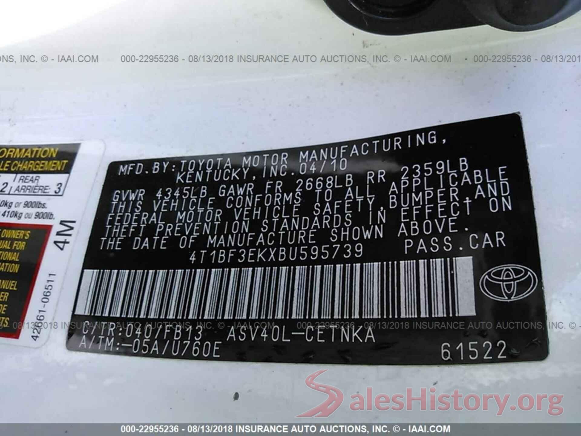 4T1BF3EKXBU595739 2011 Toyota Camry