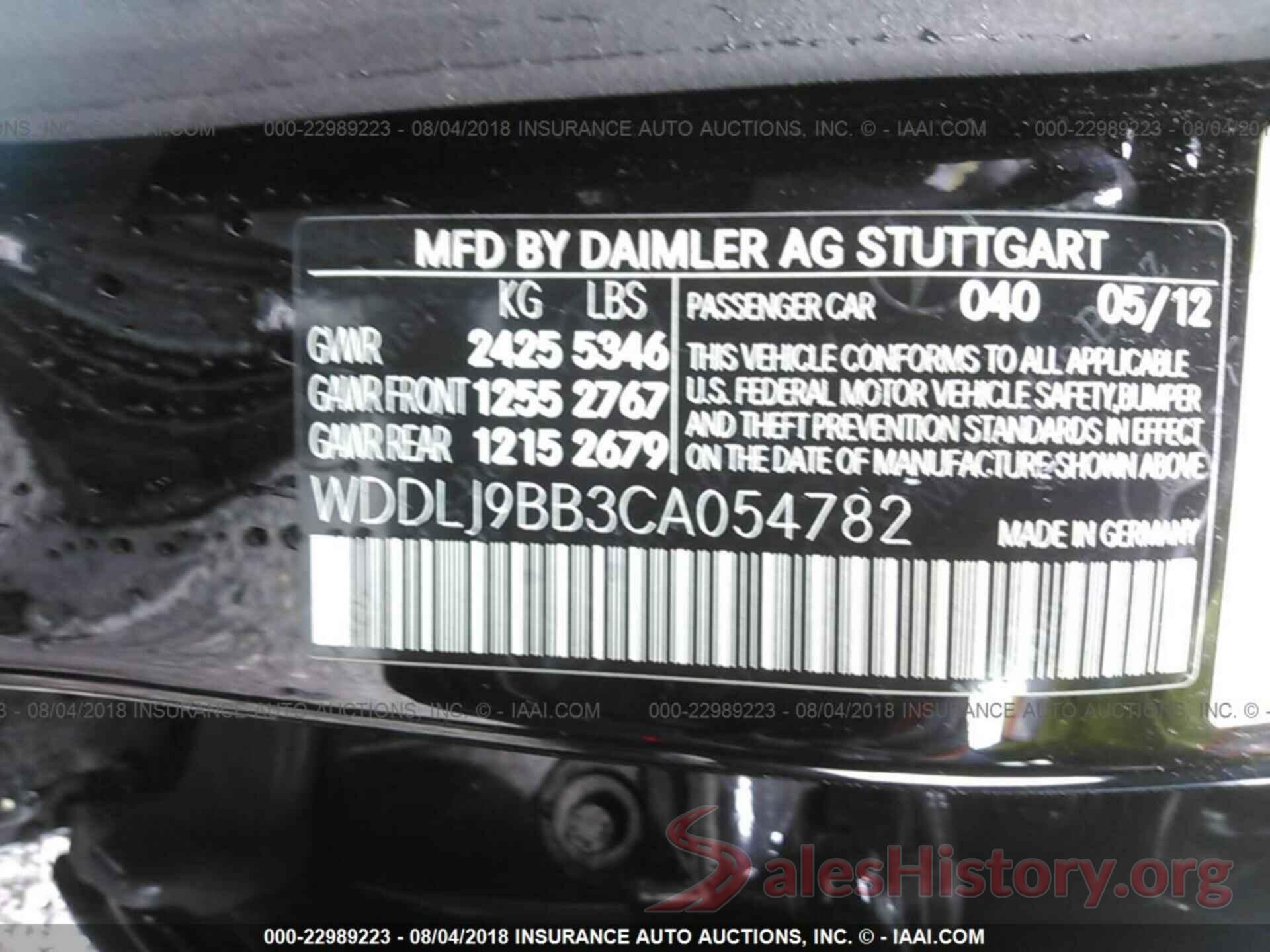 WDDLJ9BB3CA054782 2012 Mercedes-benz Cls