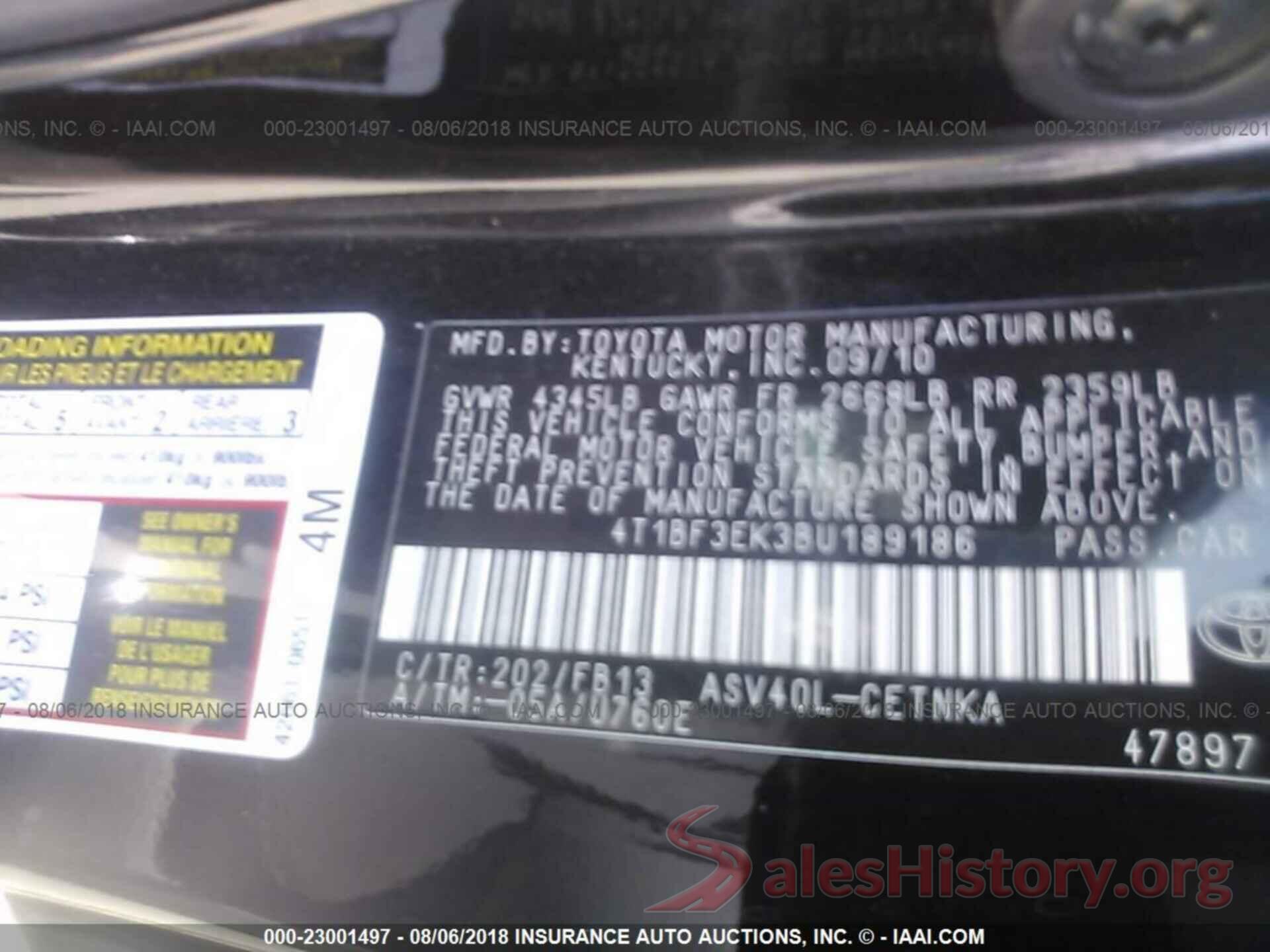 4T1BF3EK3BU189186 2011 Toyota Camry