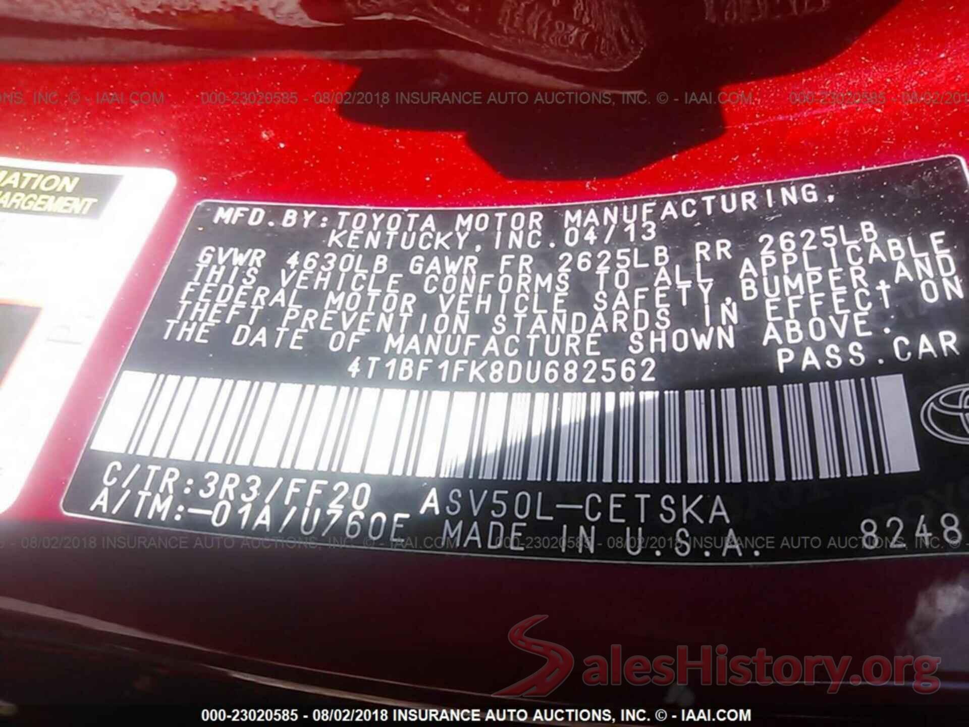 4T1BF1FK8DU682562 2013 Toyota Camry