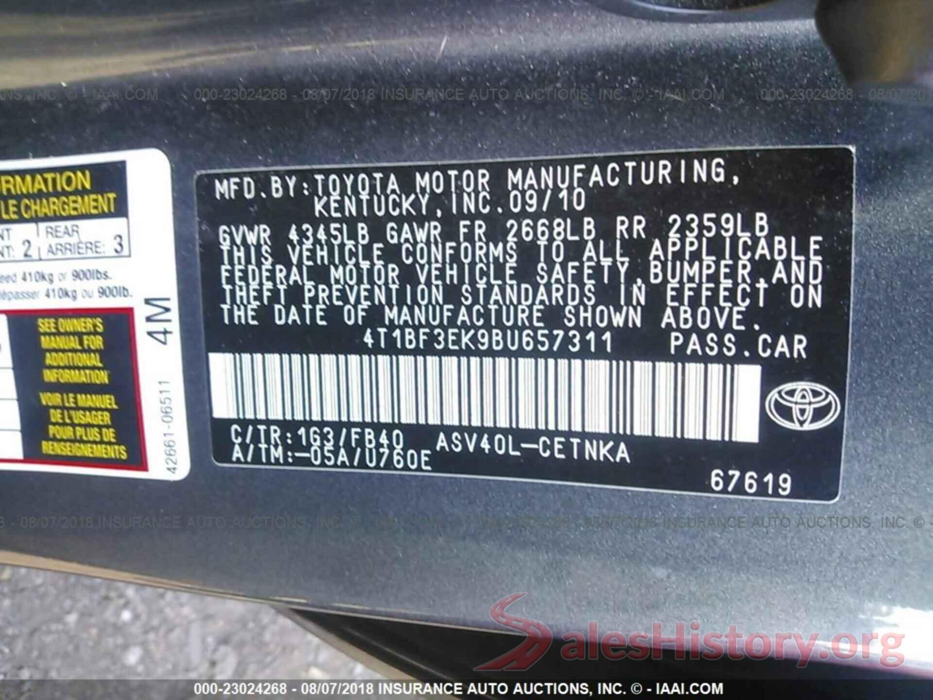 4T1BF3EK9BU657311 2011 Toyota Camry