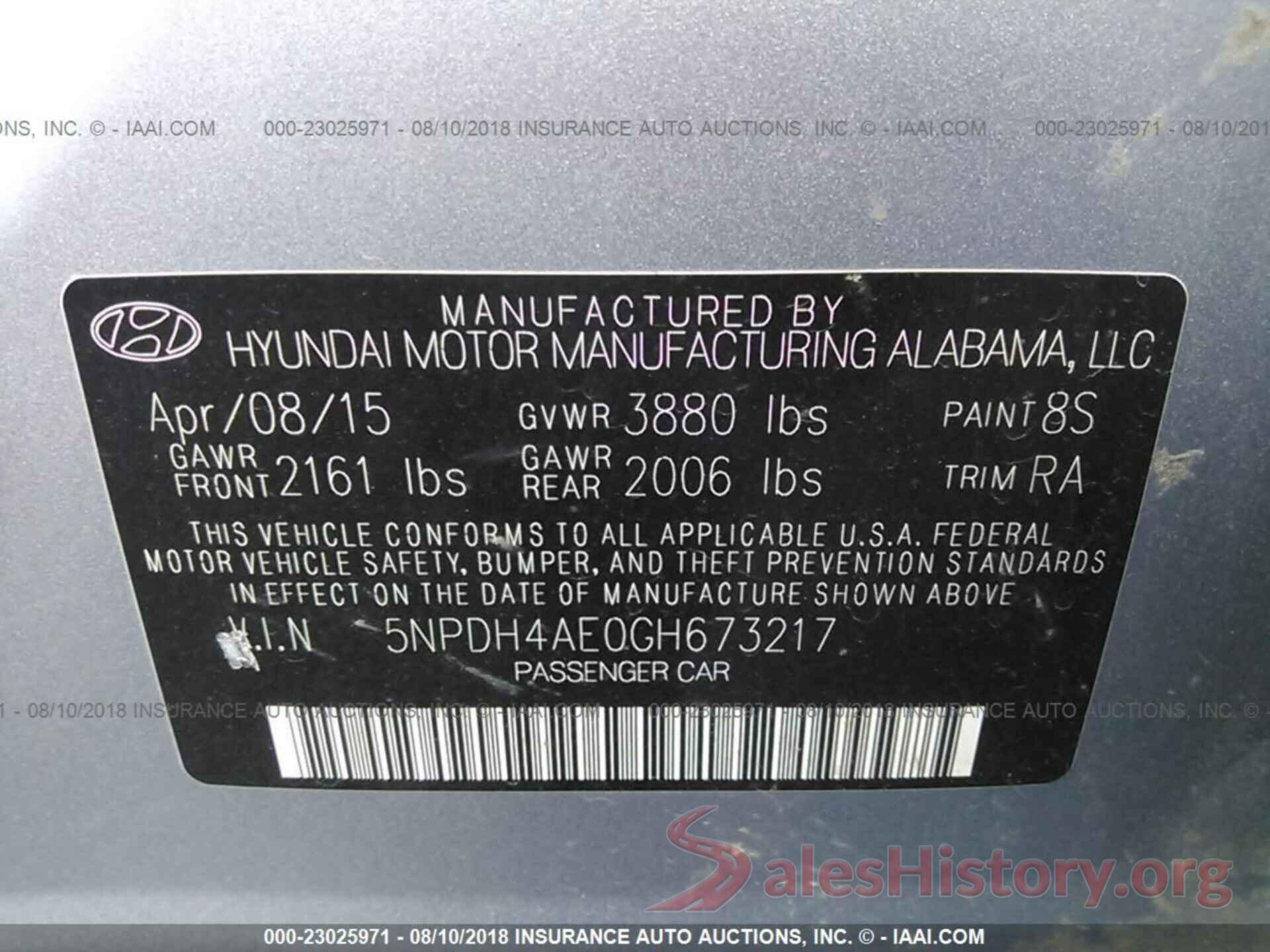 5NPDH4AE0GH673217 2016 Hyundai Elantra