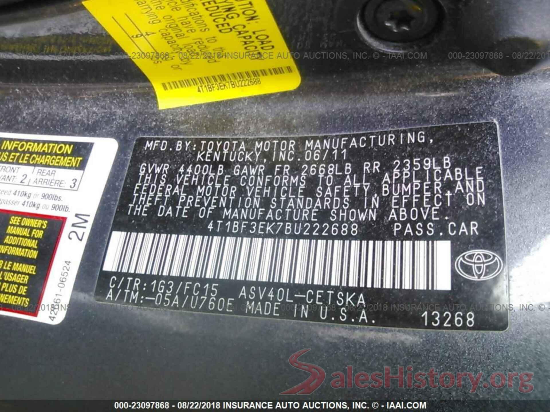 4T1BF3EK7BU222688 2011 Toyota Camry