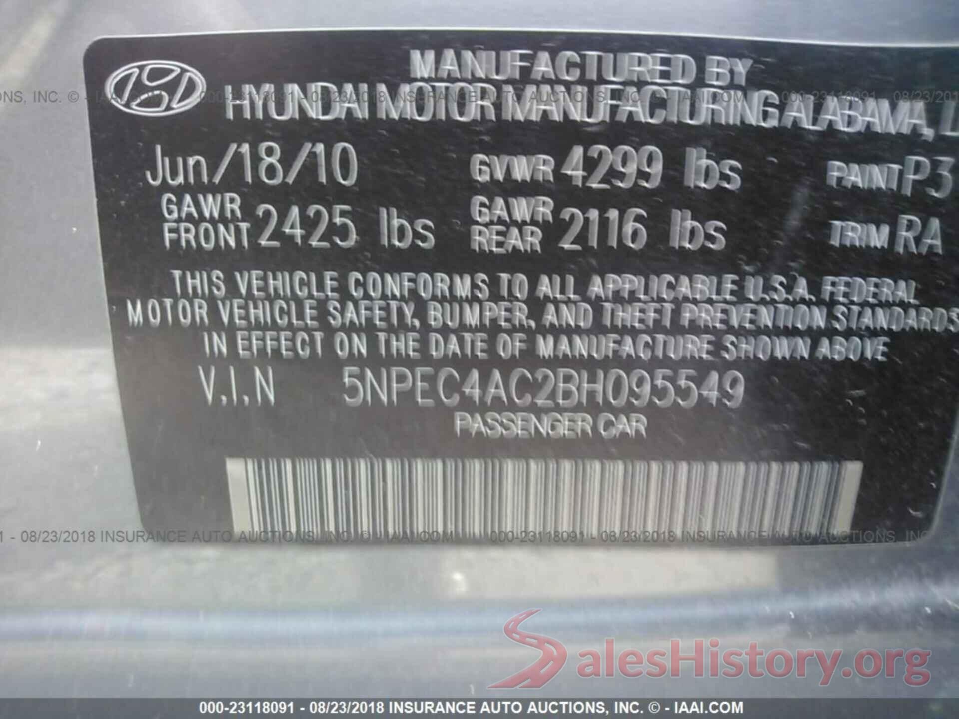 5NPEC4AC2BH095549 2011 Hyundai Sonata