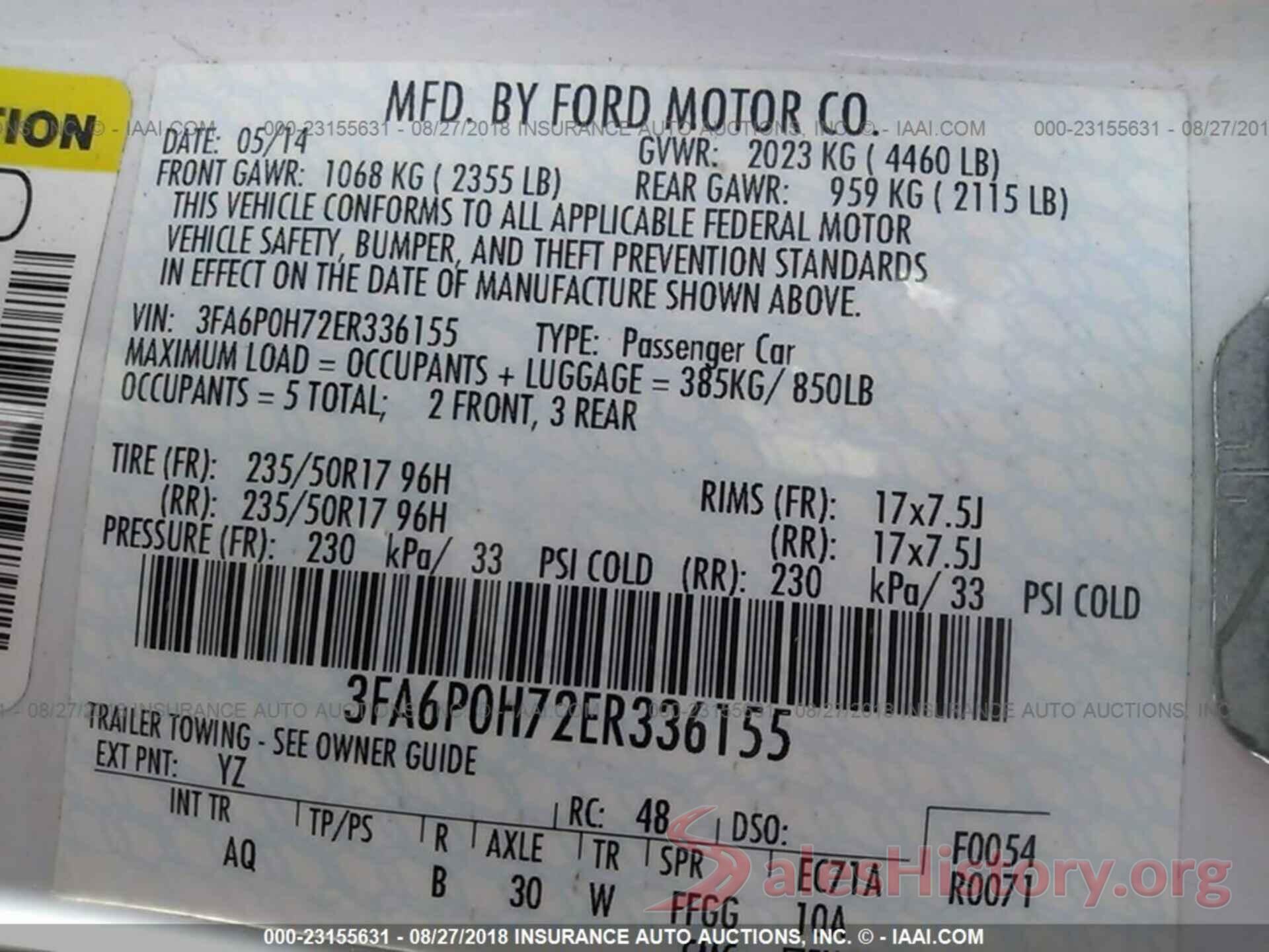 3FA6P0H72ER336155 2014 Ford Fusion