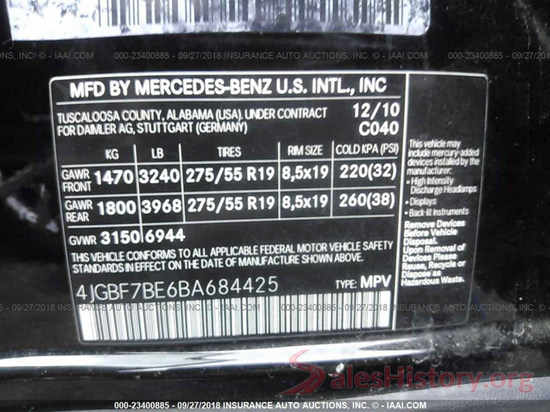 4JGBF7BE6BA684425 2011 Mercedes-benz Gl