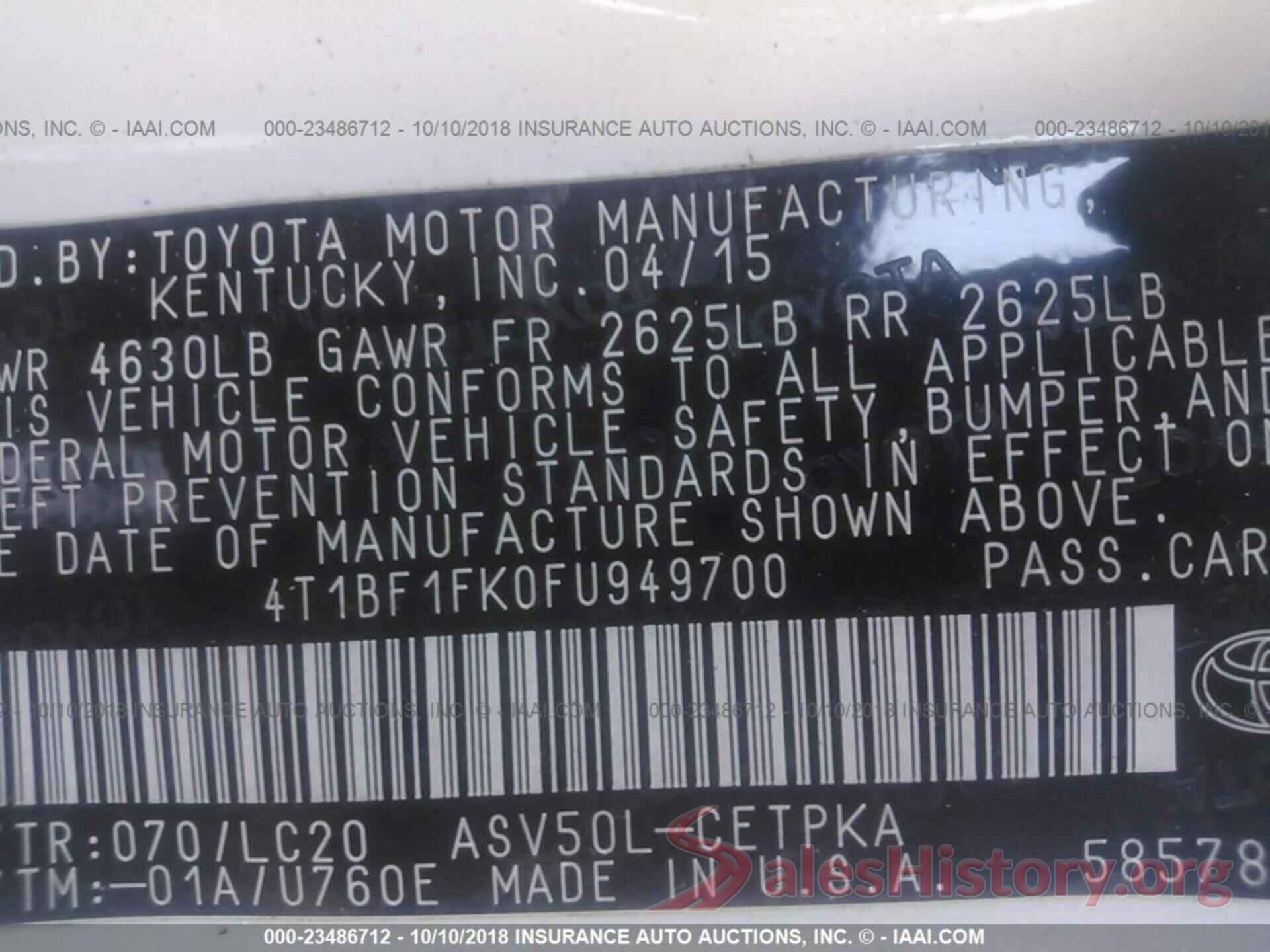 4T1BF1FK0FU949700 2015 Toyota Camry