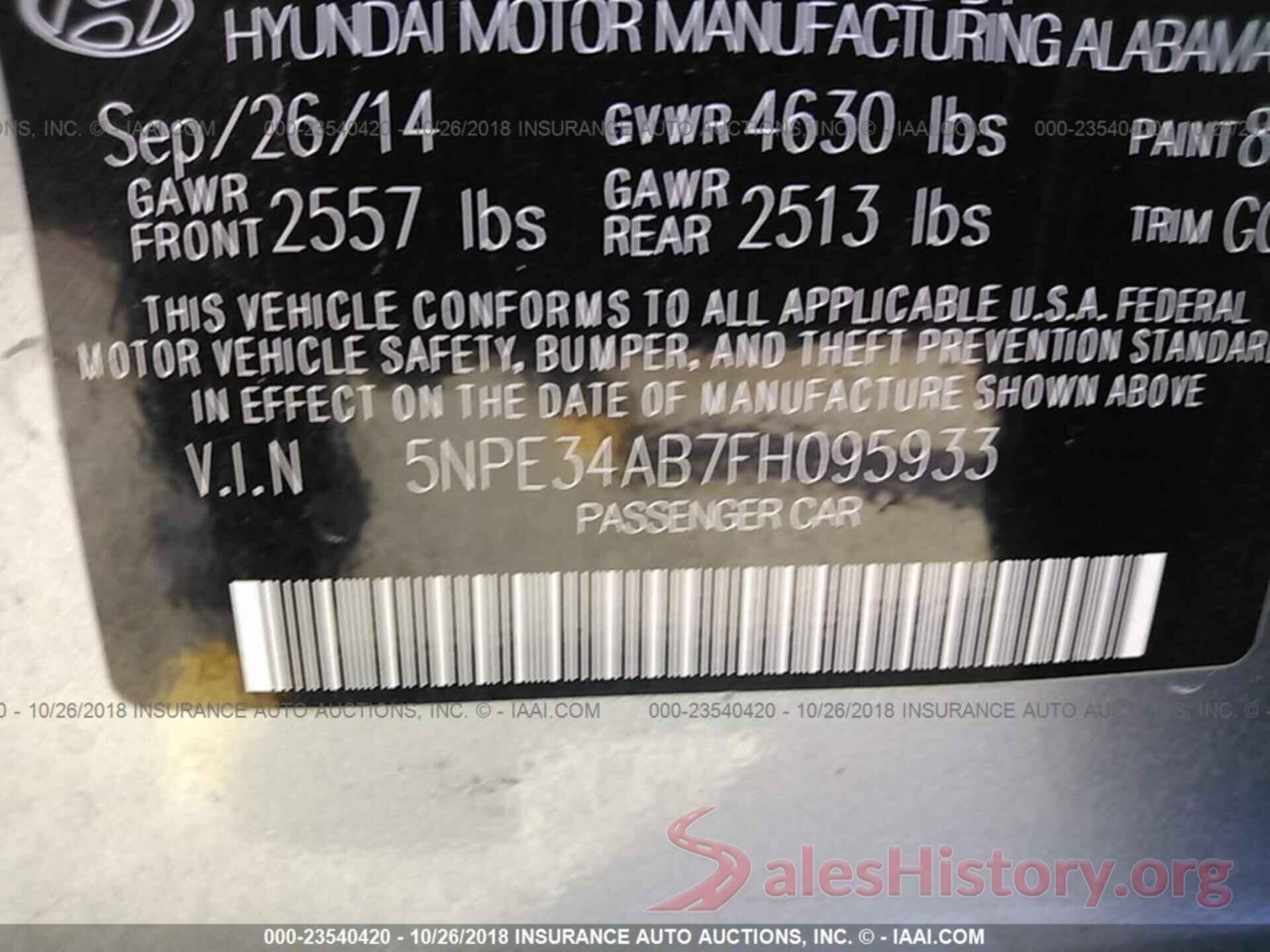 5NPE34AB7FH095933 2015 Hyundai Sonata