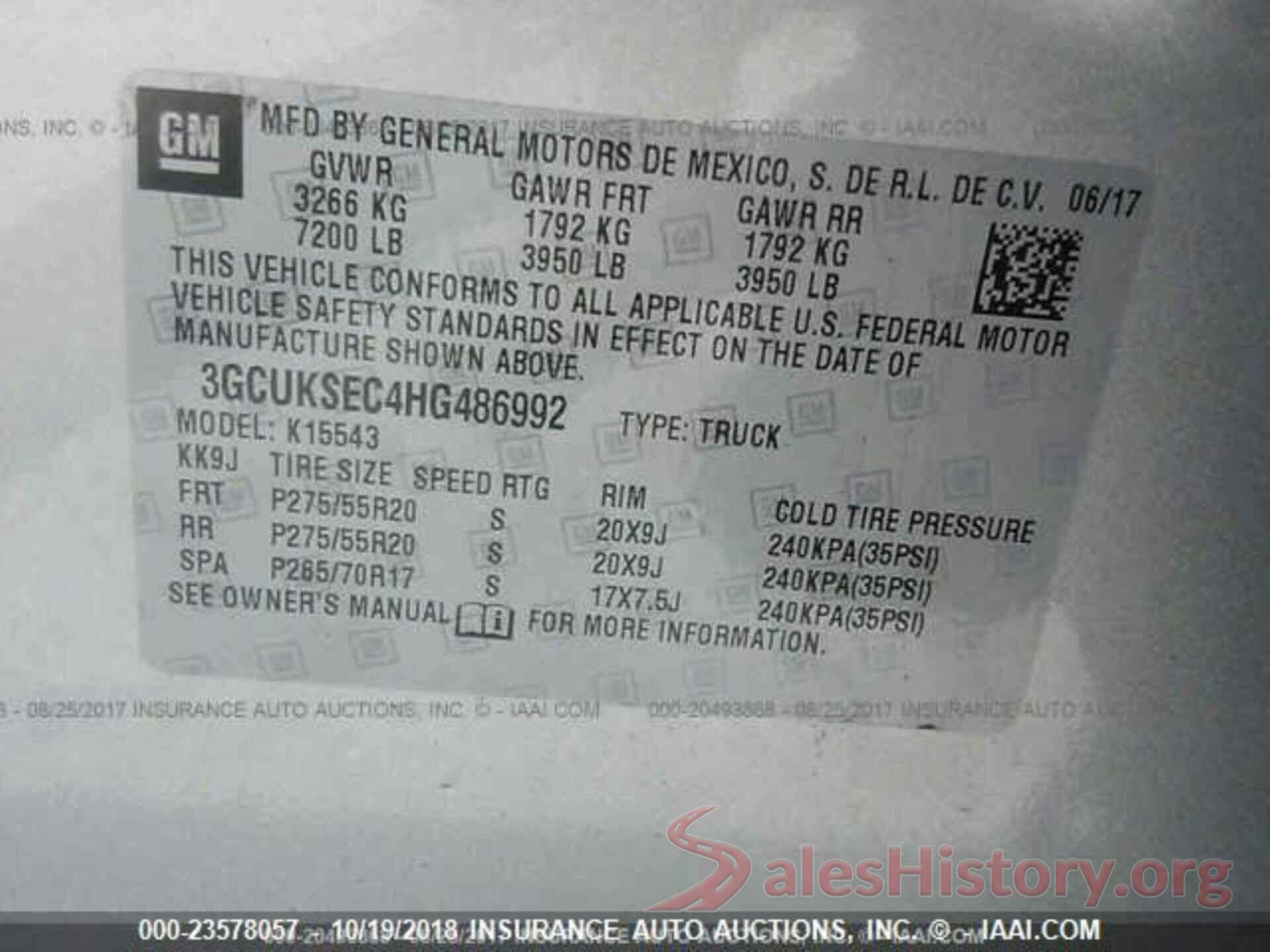 3GCUKSEC4HG486992 2017 CHEVROLET SILVERADO