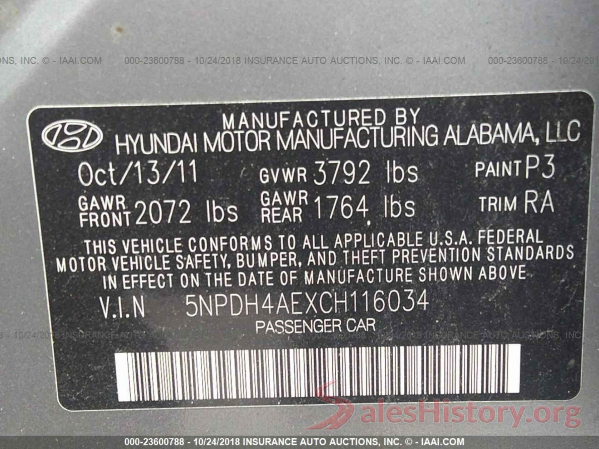 5NPDH4AEXCH116034 2012 Hyundai Elantra