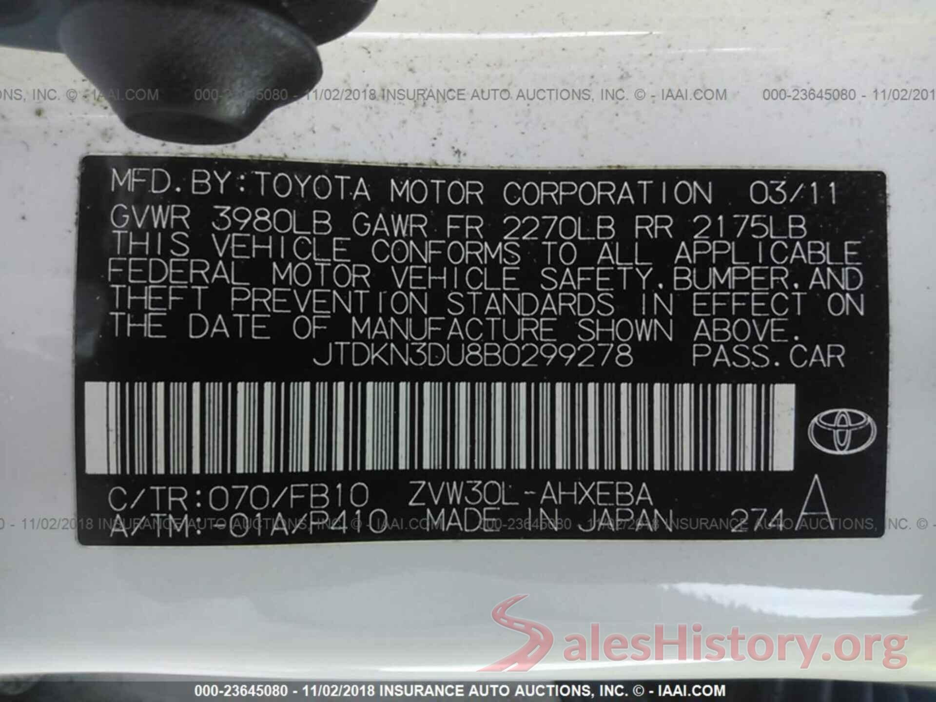 JTDKN3DU8B0299278 2011 Toyota Prius