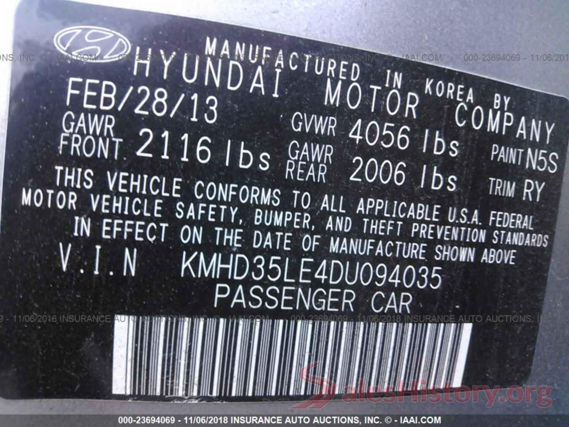 KMHD35LE4DU094035 2013 HYUNDAI ELANTRA GT