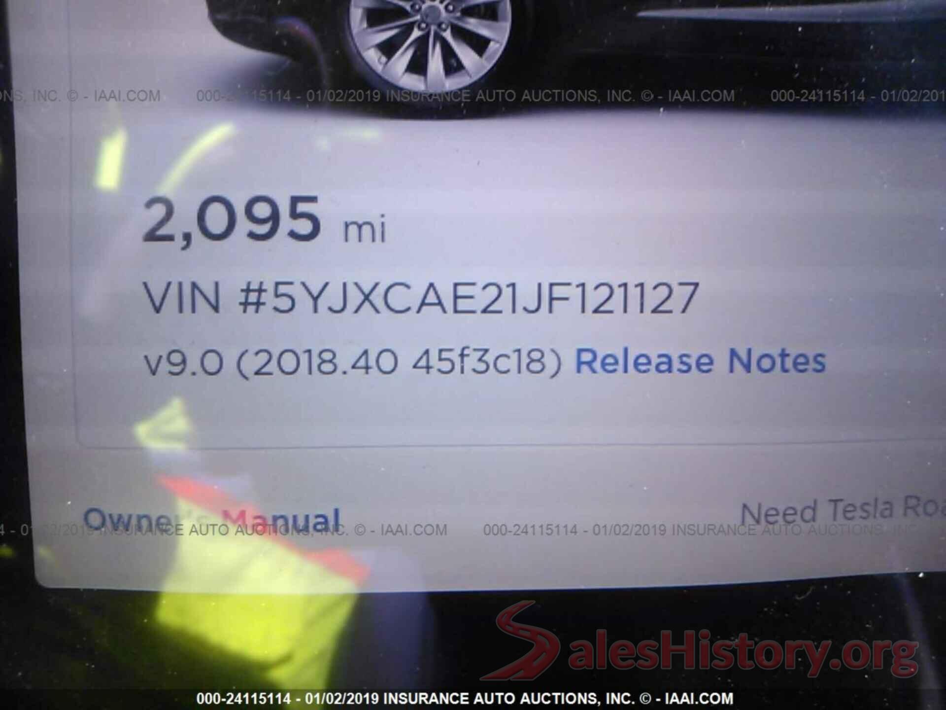 5YJXCAE21JF121127 2018 TESLA MODEL X