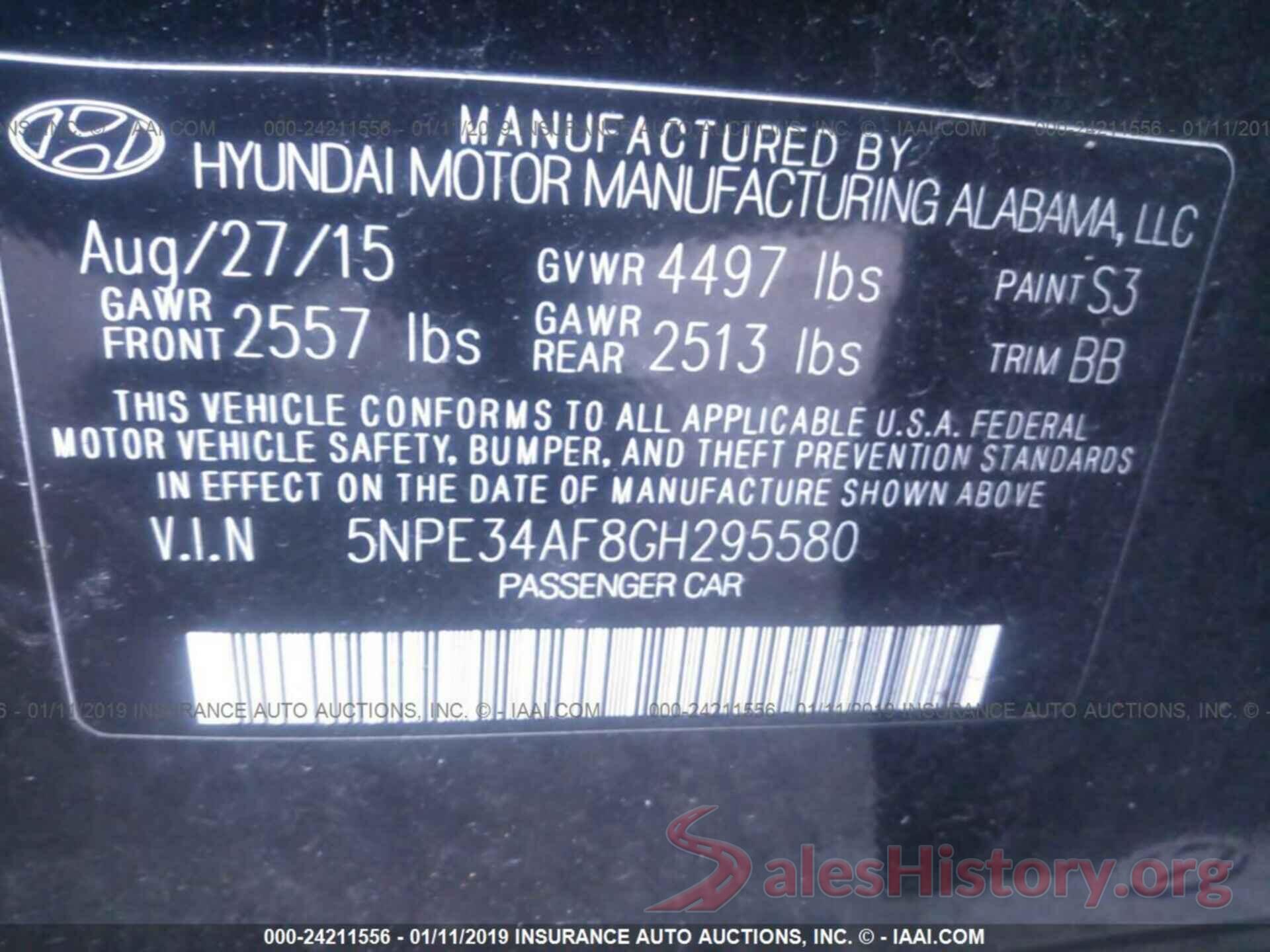 5NPE34AF8GH295580 2016 HYUNDAI SONATA