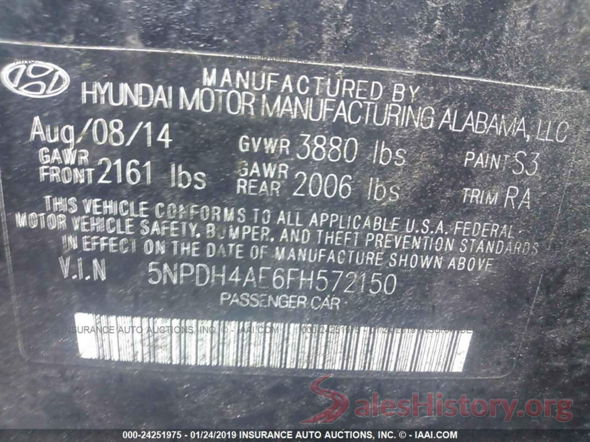 5NPDH4AE6FH572150 2015 HYUNDAI ELANTRA