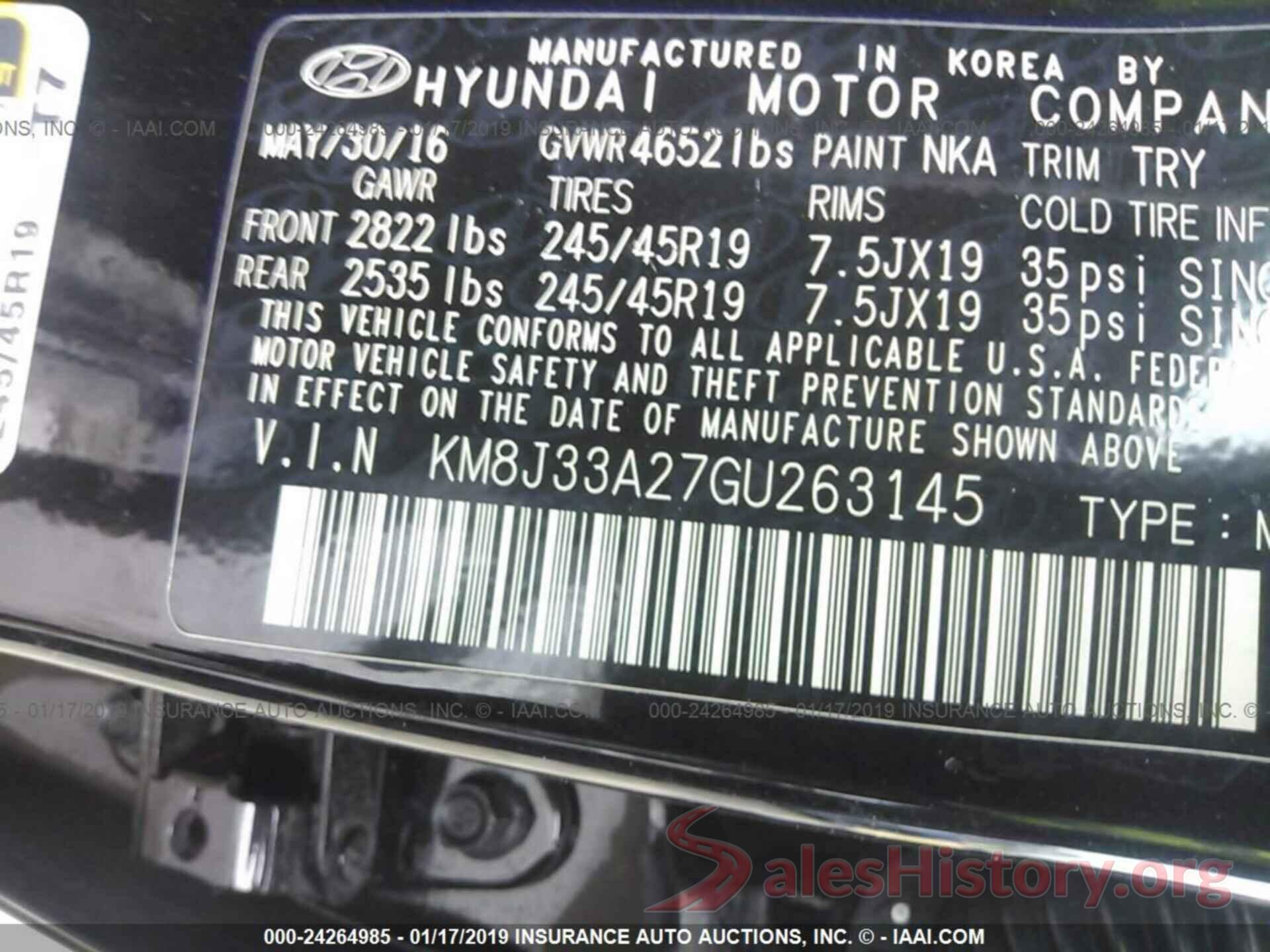 KM8J33A27GU263145 2016 HYUNDAI TUCSON