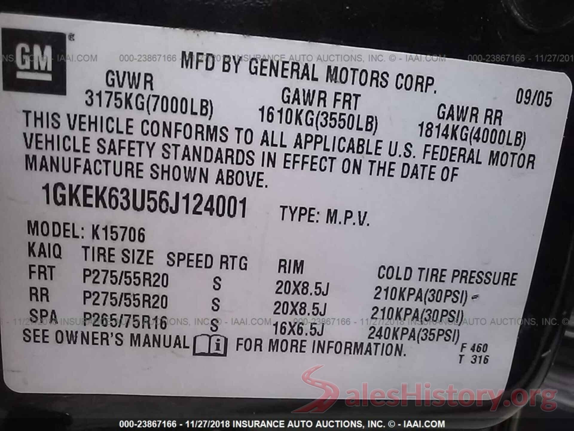 1GKEK63U56J124001 2006 GMC YUKON