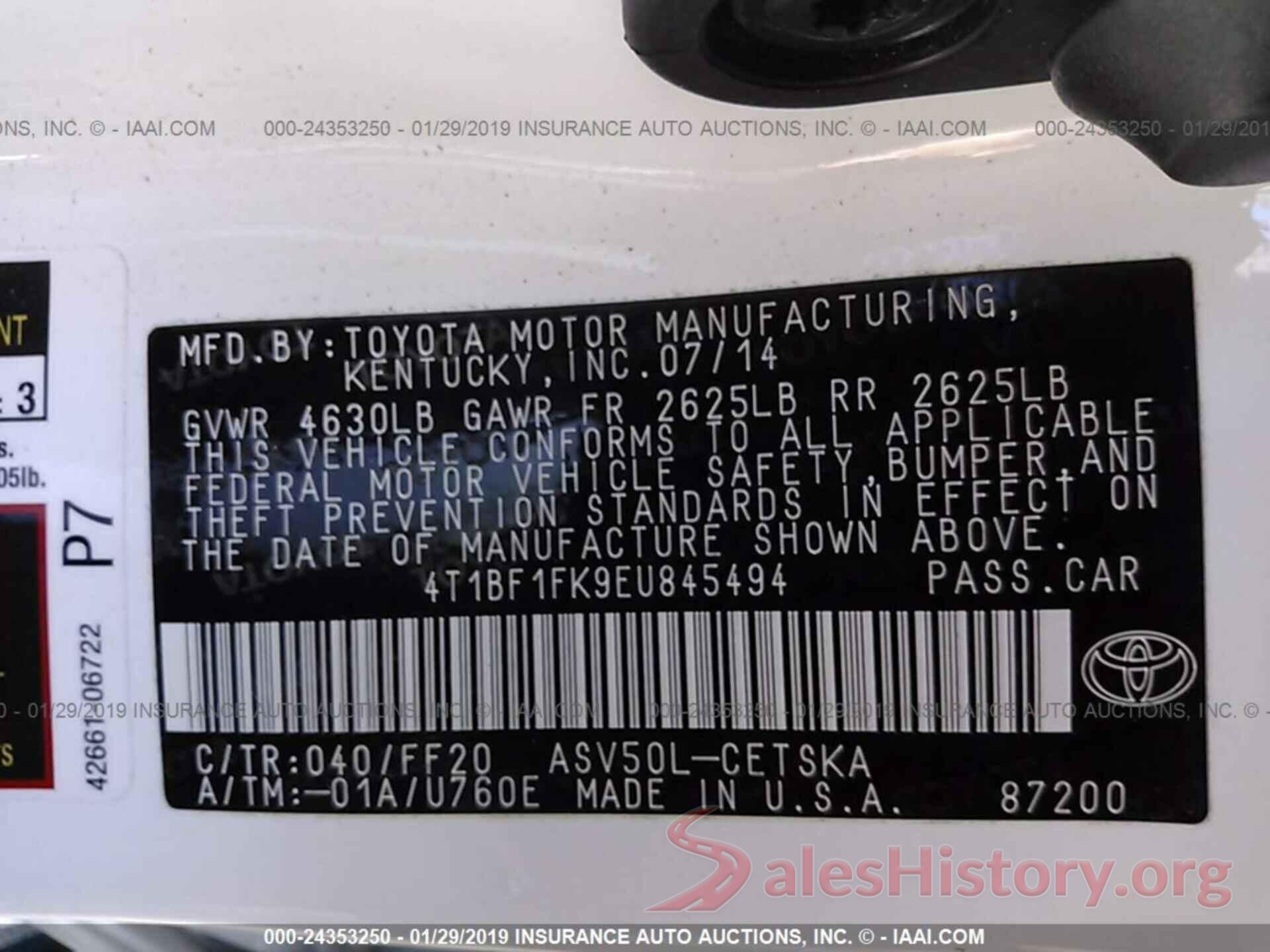 4T1BF1FK9EU845494 2014 TOYOTA CAMRY