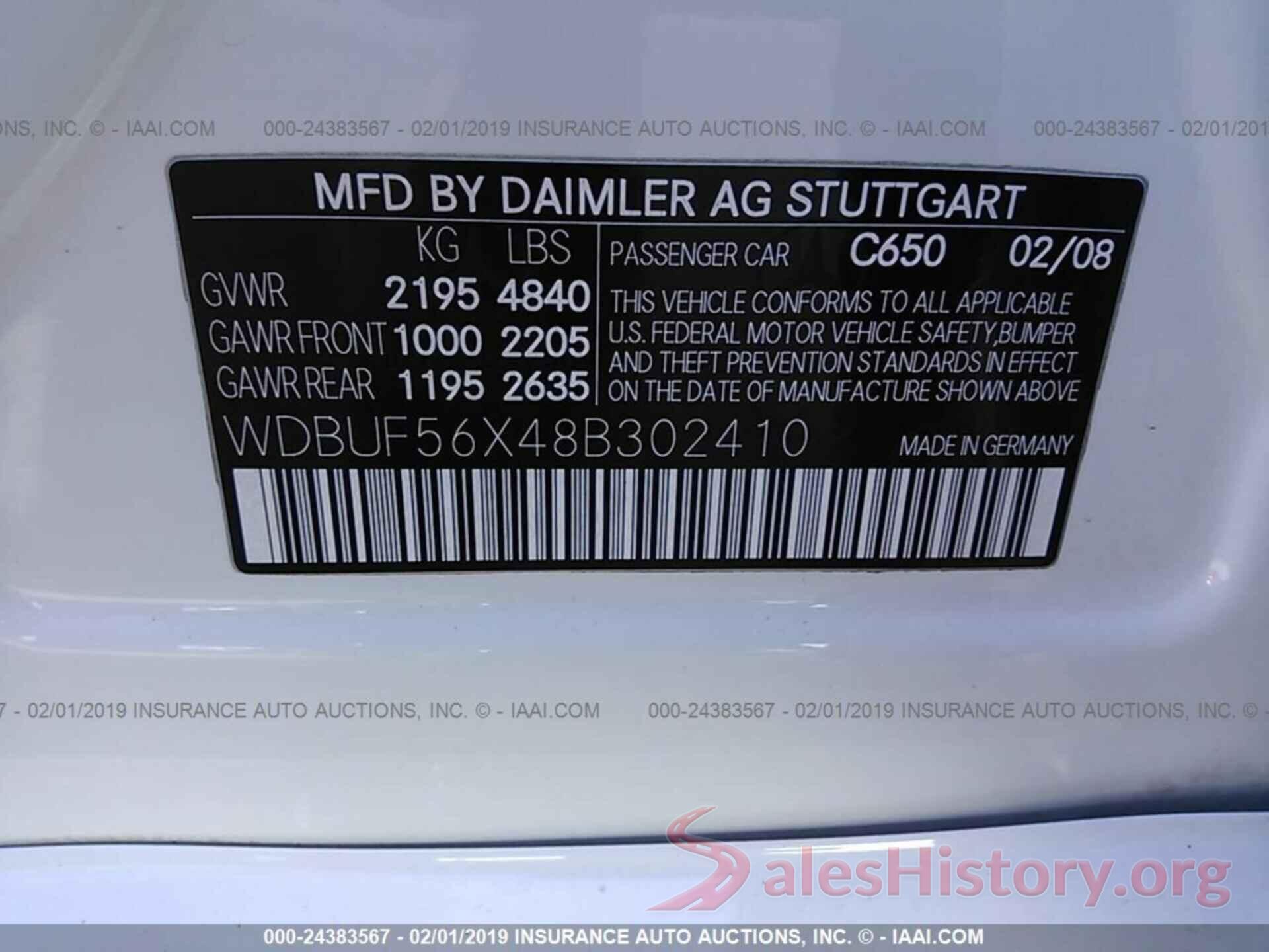 WDBUF56X48B302410 2008 MERCEDES-BENZ E