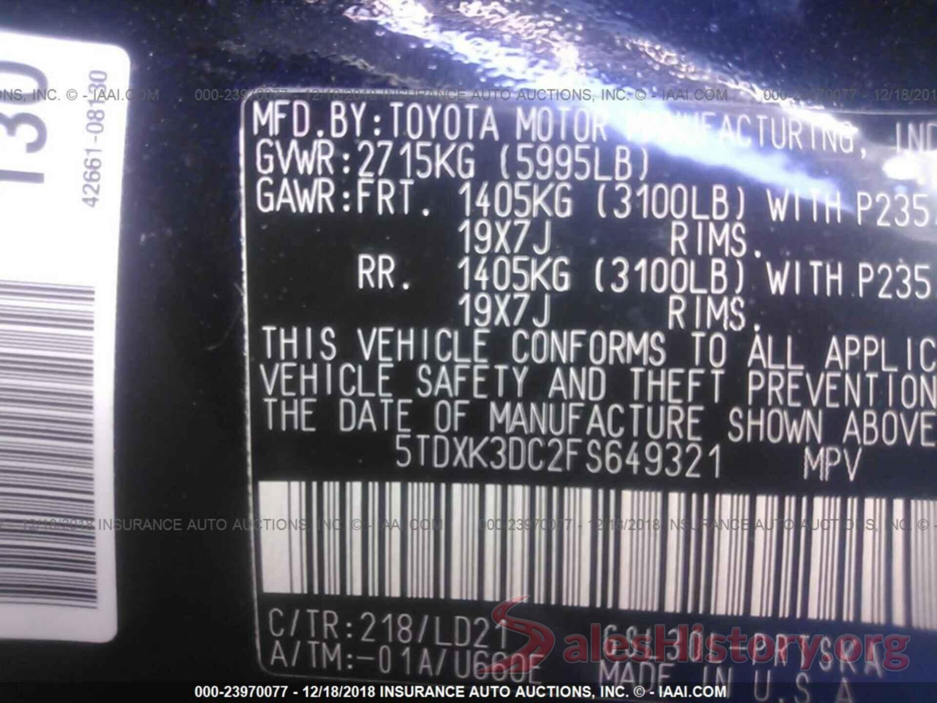 5TDXK3DC2FS649321 2015 TOYOTA SIENNA