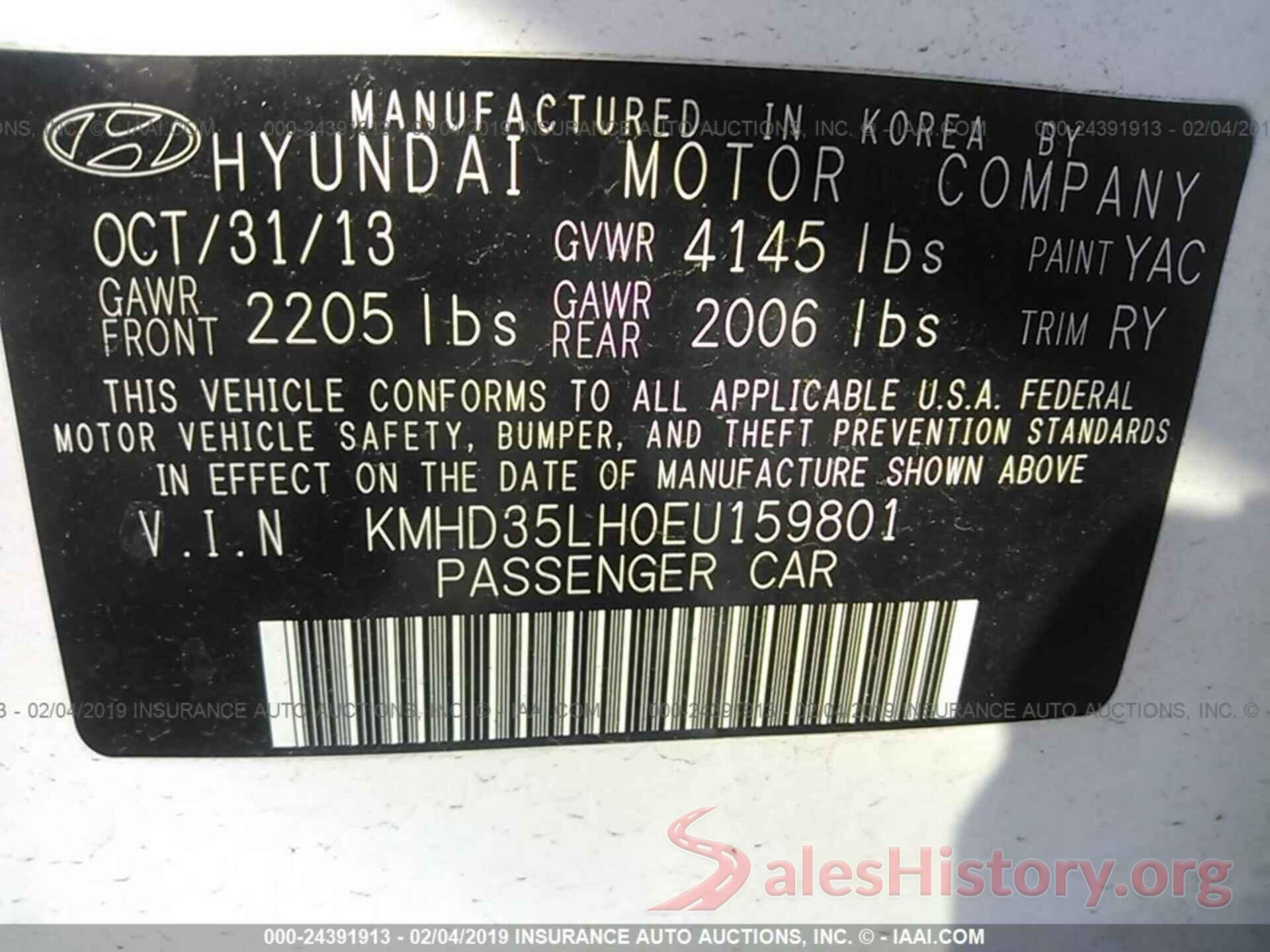 KMHD35LH0EU159801 2014 HYUNDAI ELANTRA GT