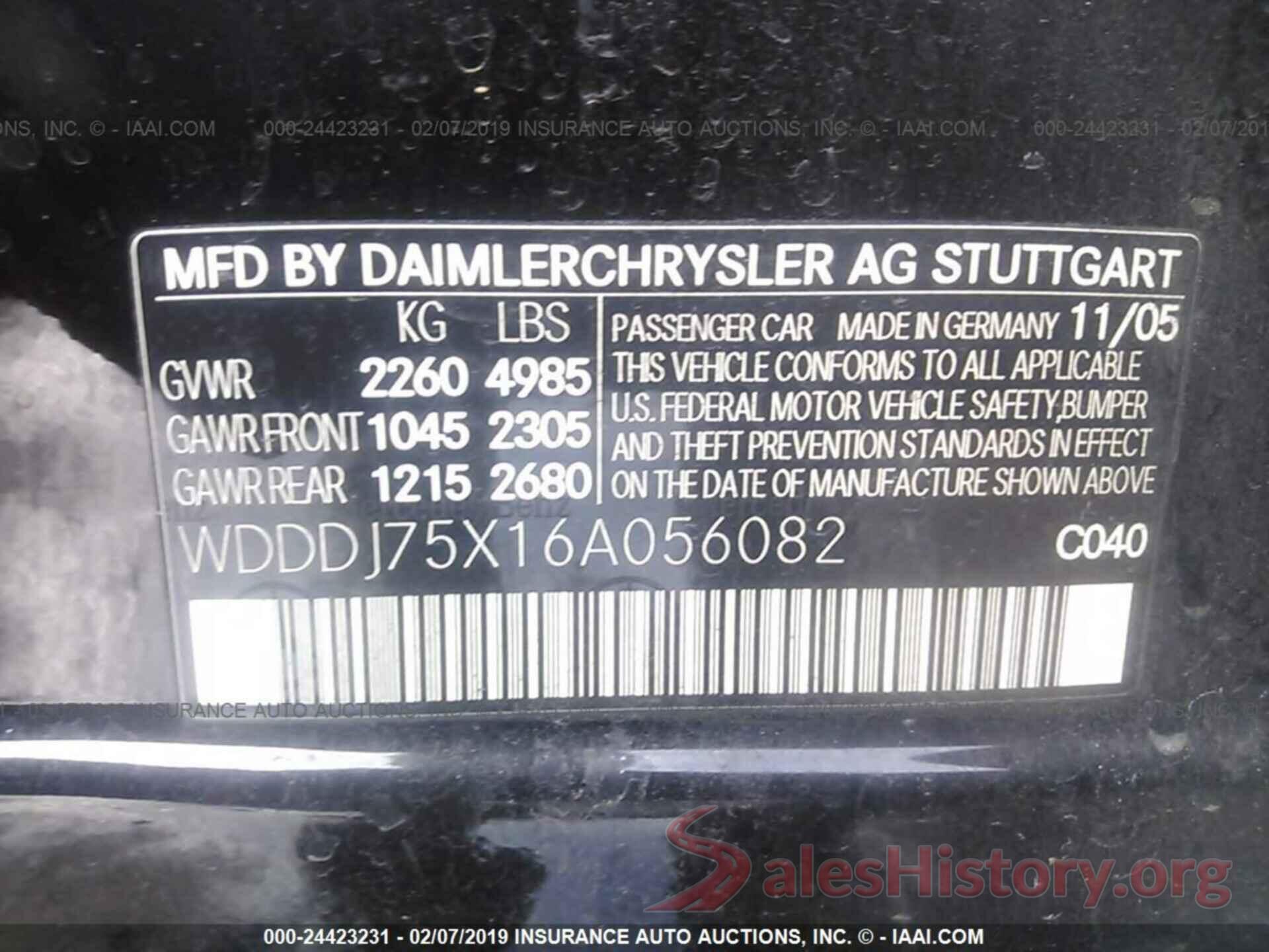 WDDDJ75X16A056082 2006 MERCEDES-BENZ CLS