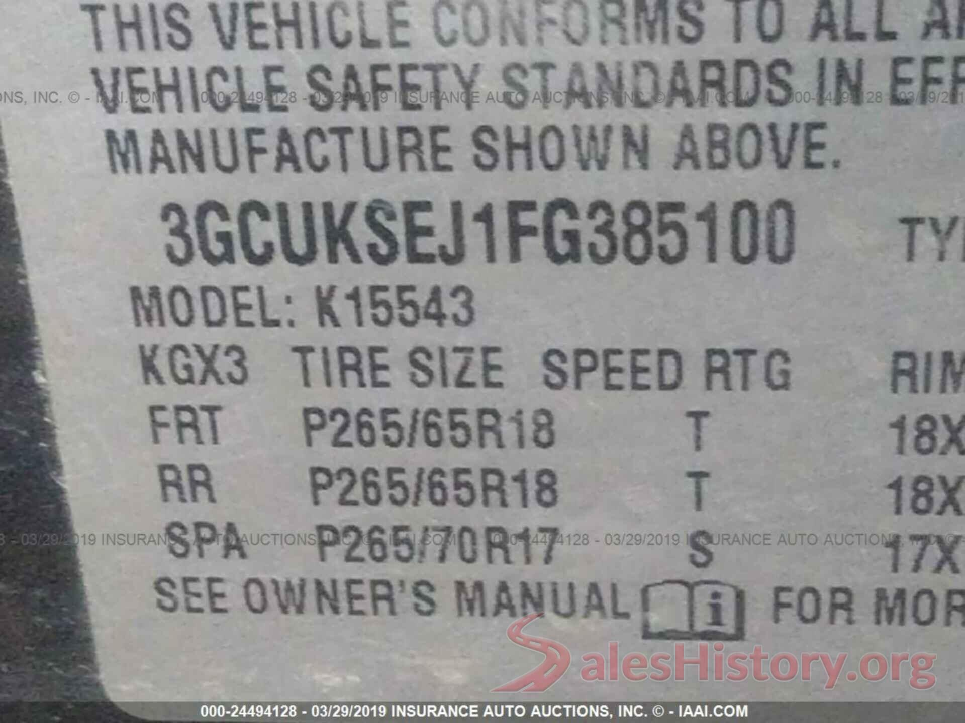 3GCUKSEJ1FG385100 2015 CHEVROLET SILVERADO