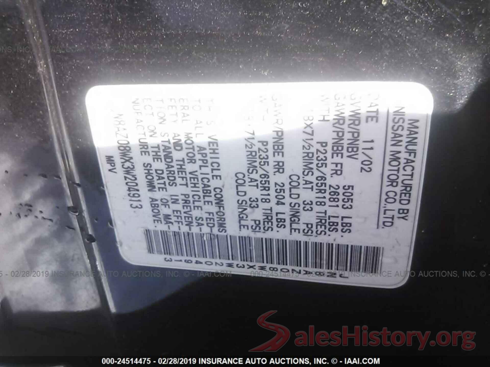 JN8AZ08WX3W204913 2003 NISSAN MURANO