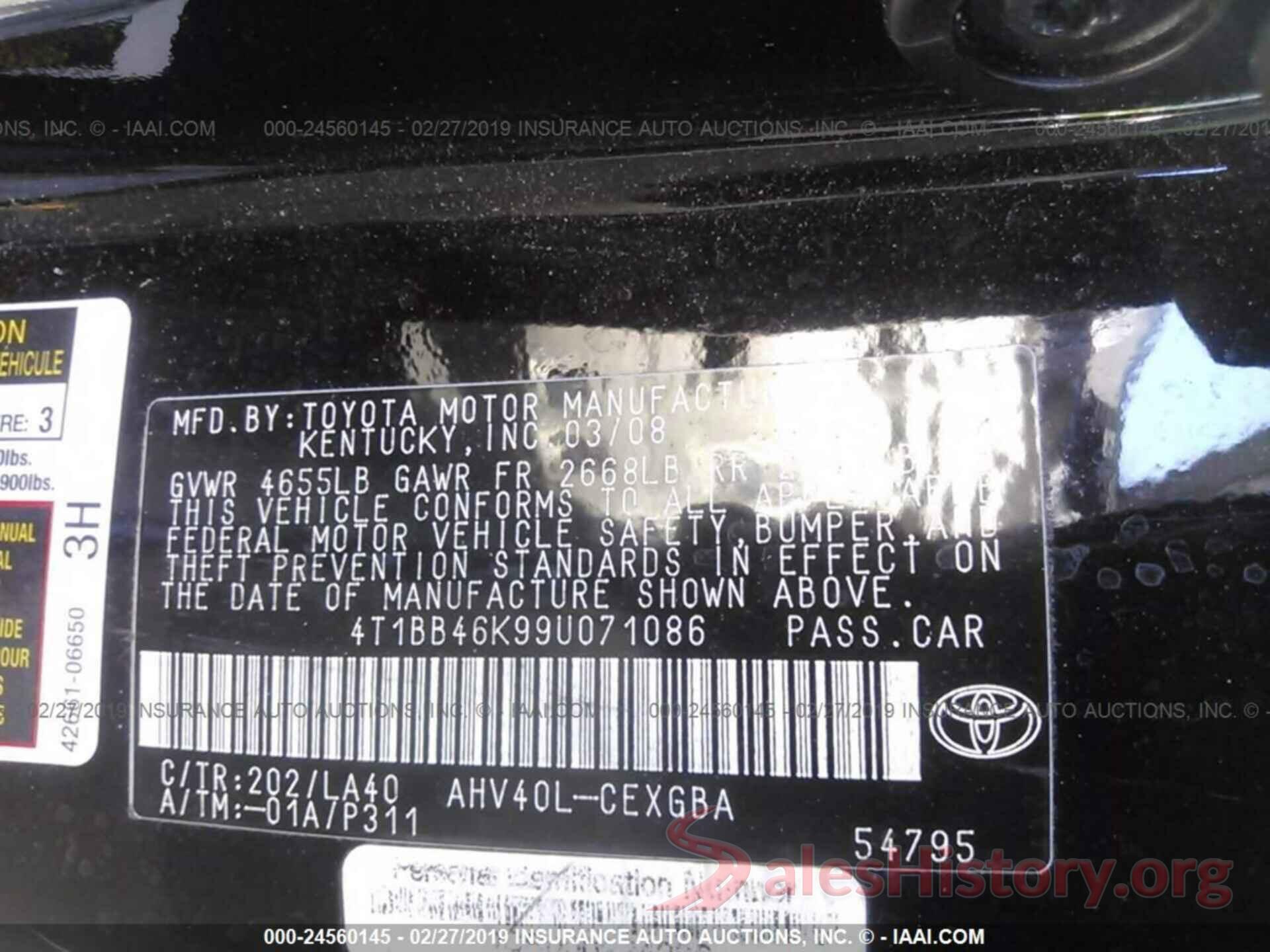 4T1BB46K99U071086 2009 TOYOTA CAMRY