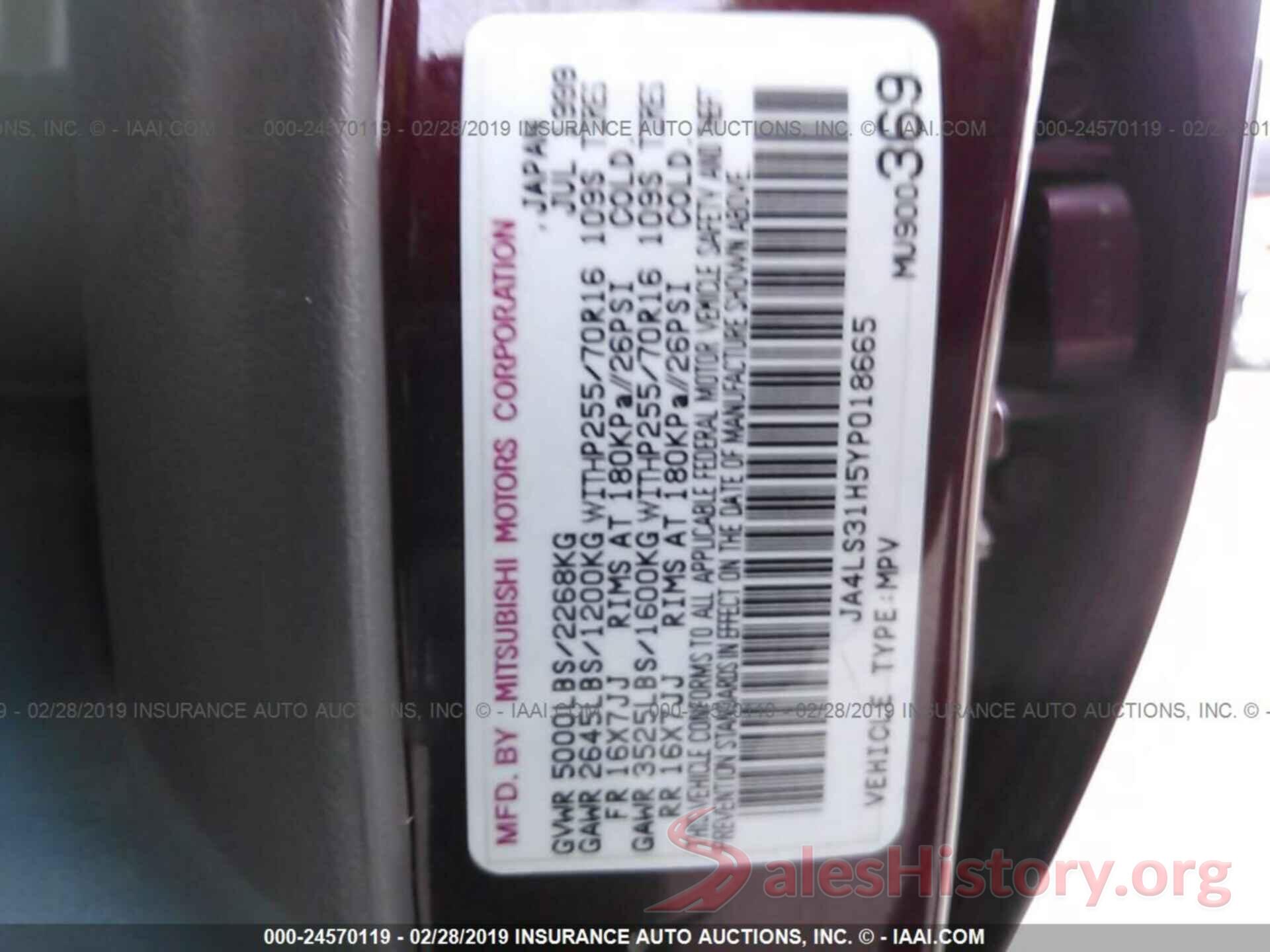 JA4LS31H5YP018665 2000 MITSUBISHI MONTERO