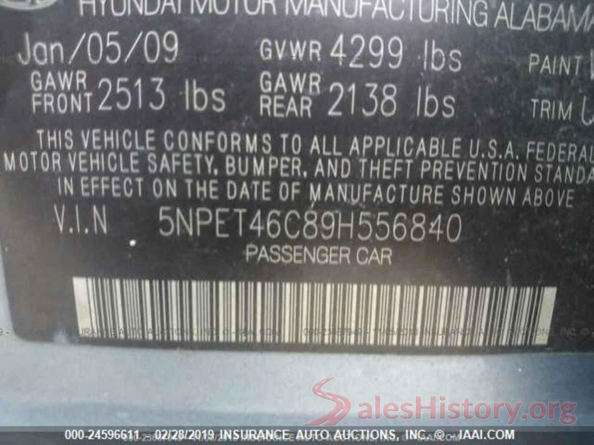 5NPET46C89H556840 2009 HYUNDAI SONATA