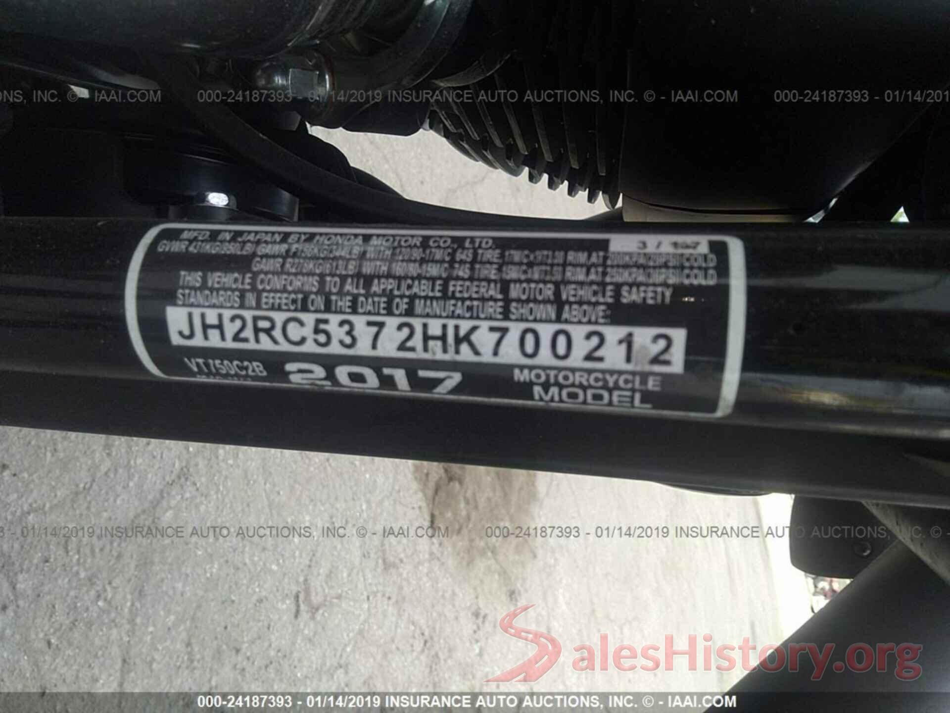 JH2RC5372HK700212 2017 HONDA VT750