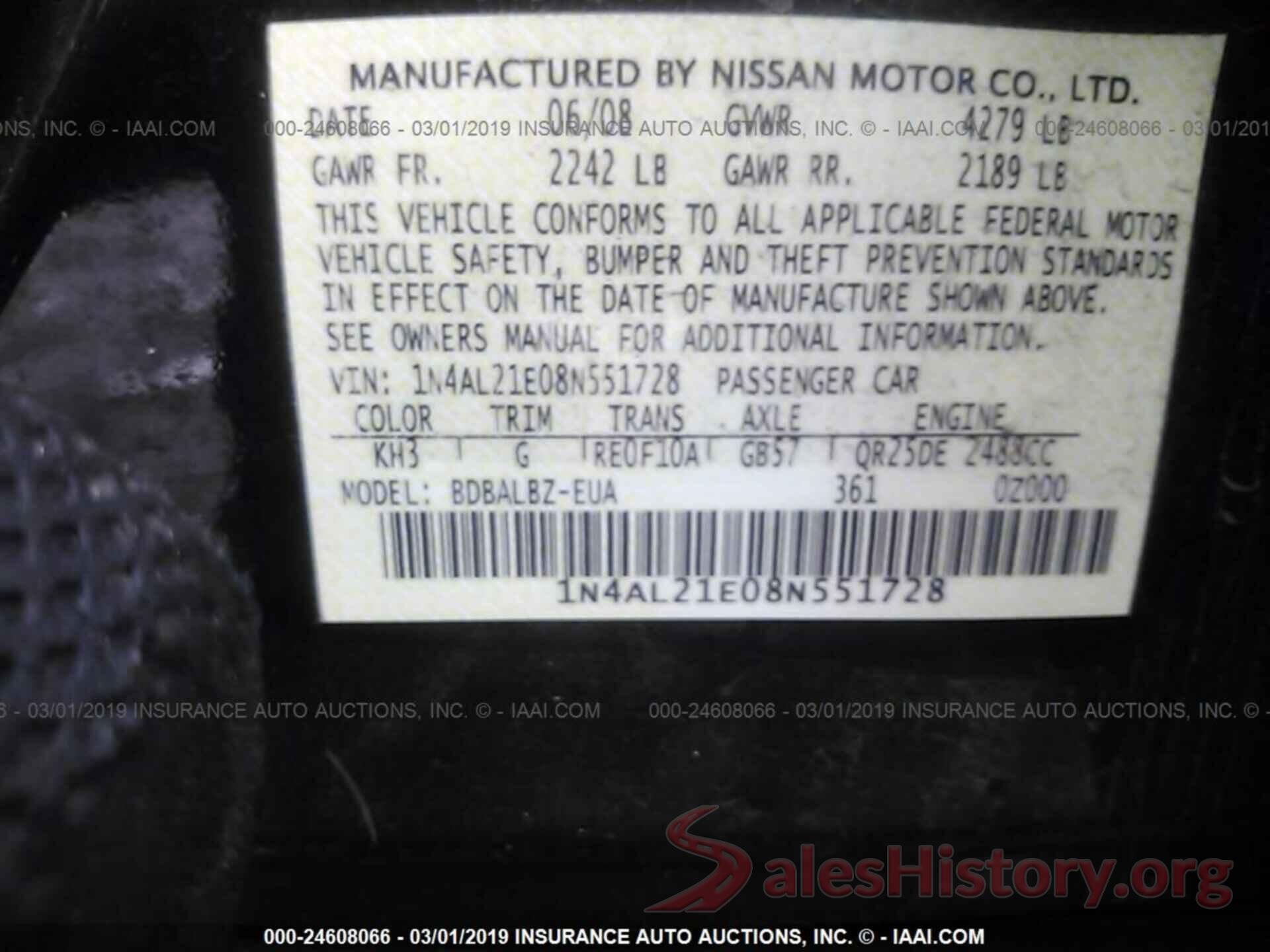 1N4AL21E08N551728 2008 NISSAN ALTIMA