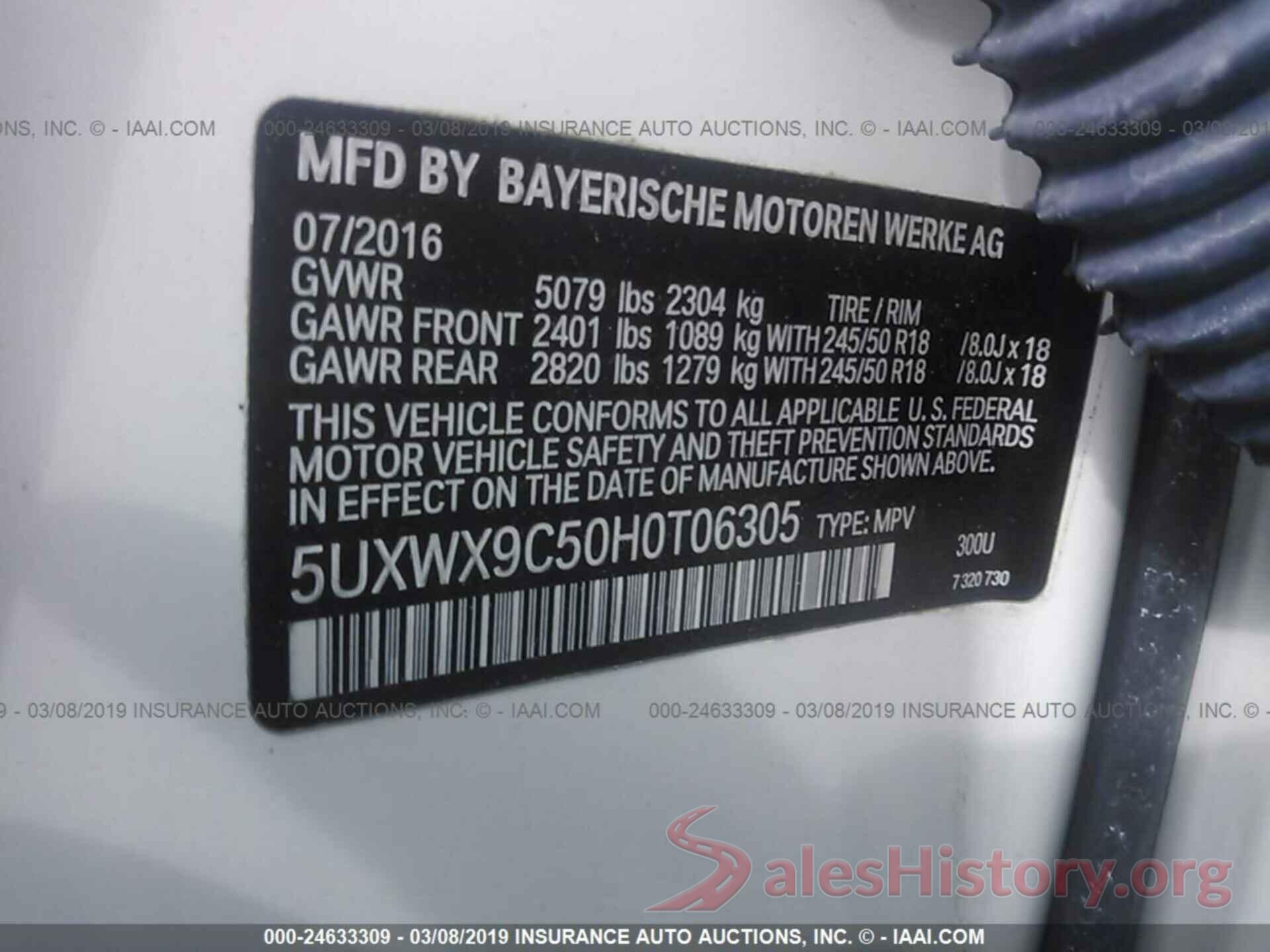 5UXWX9C50H0T06305 2017 BMW X3