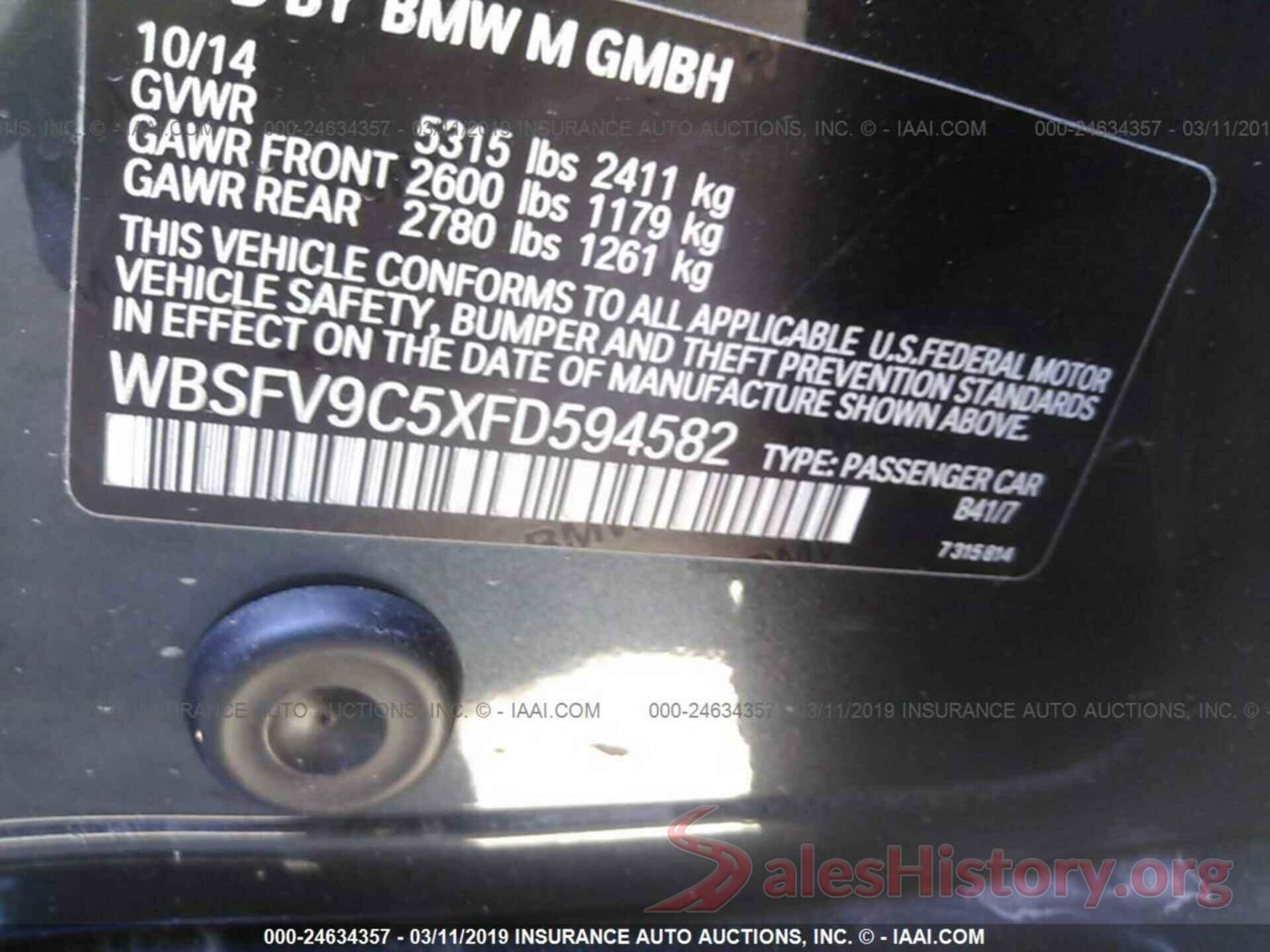 WBSFV9C5XFD594582 2015 BMW M5