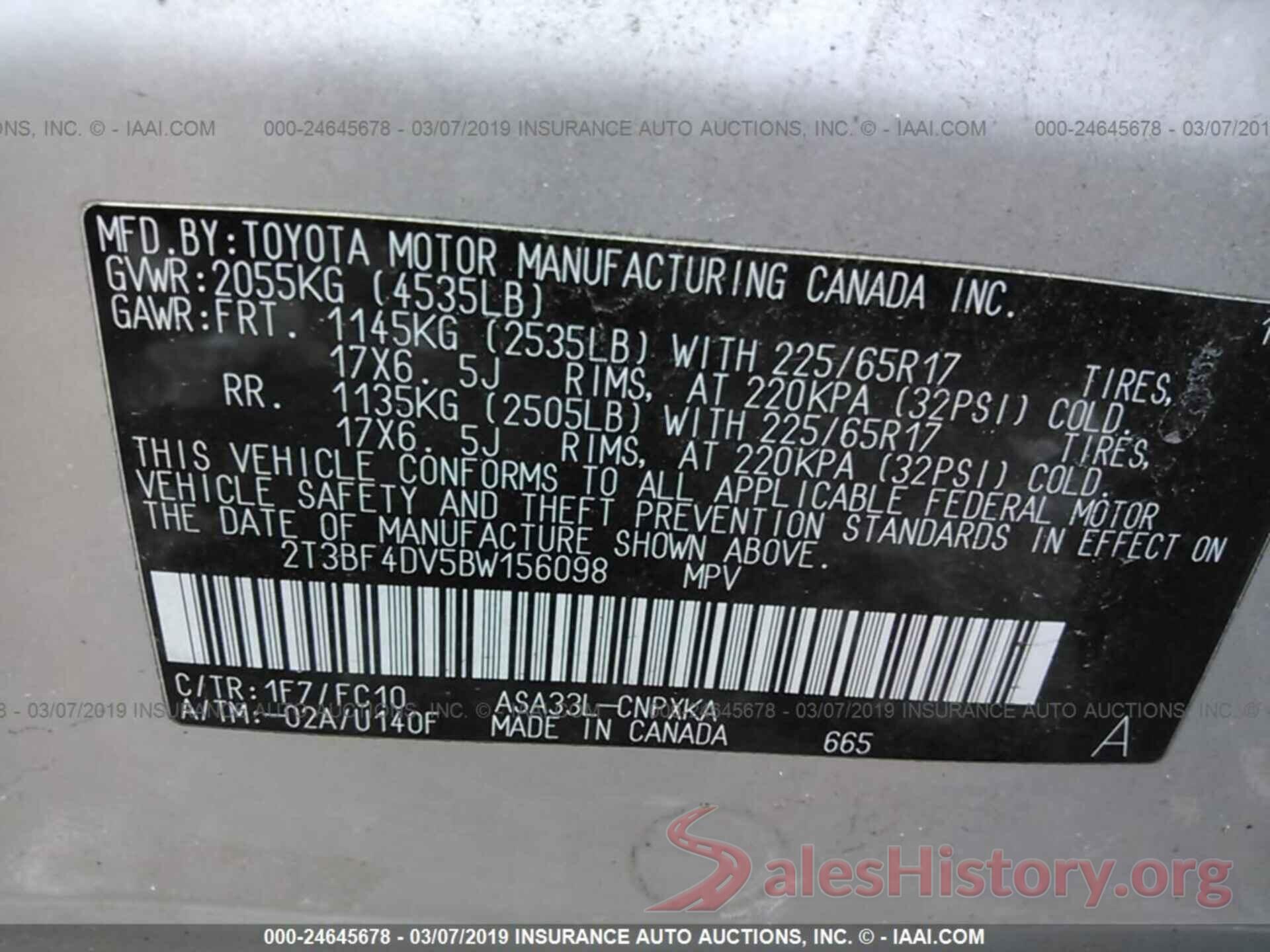 2T3BF4DV5BW156098 2011 TOYOTA RAV4