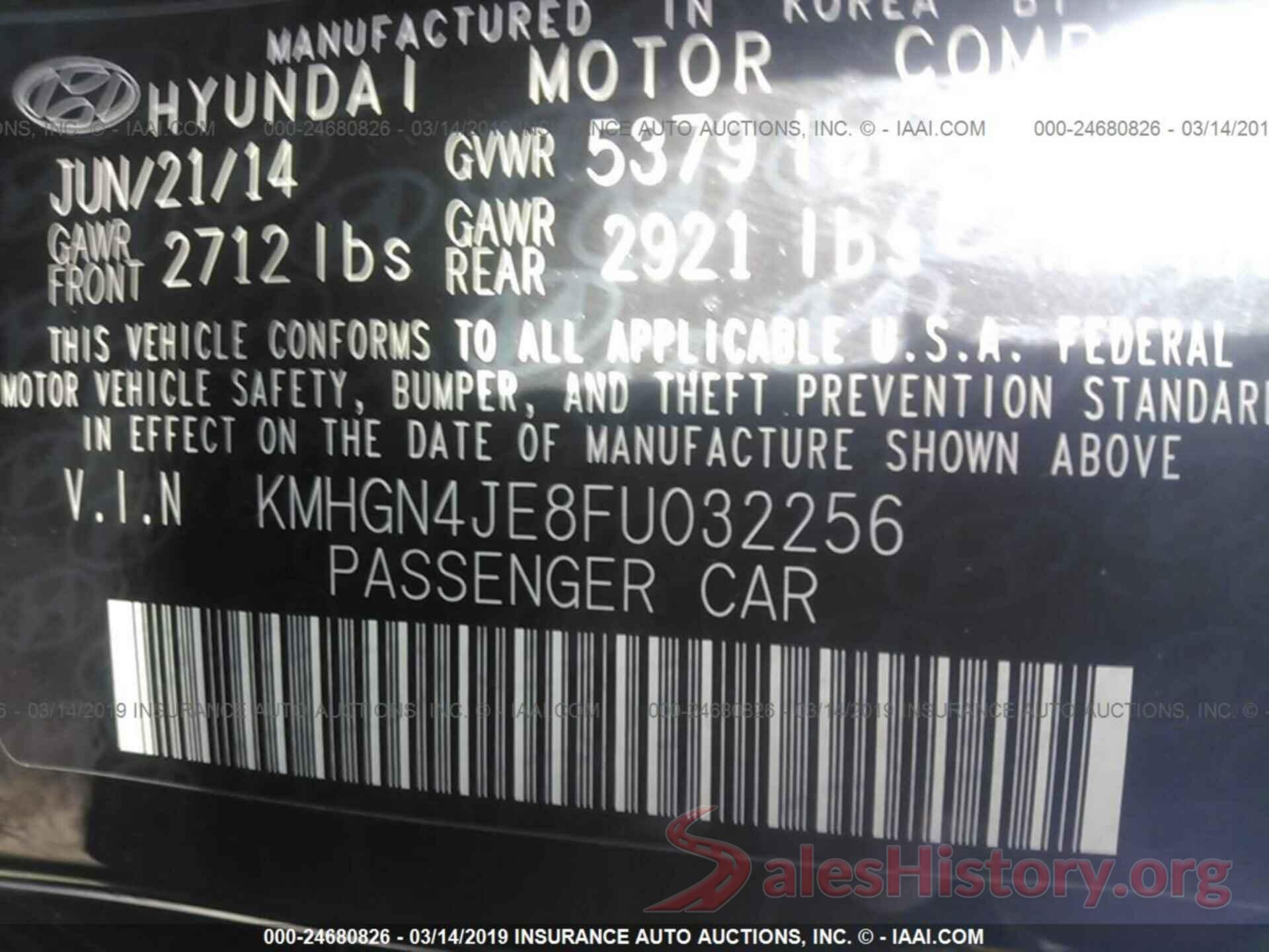 KMHGN4JE8FU032256 2015 HYUNDAI GENESIS