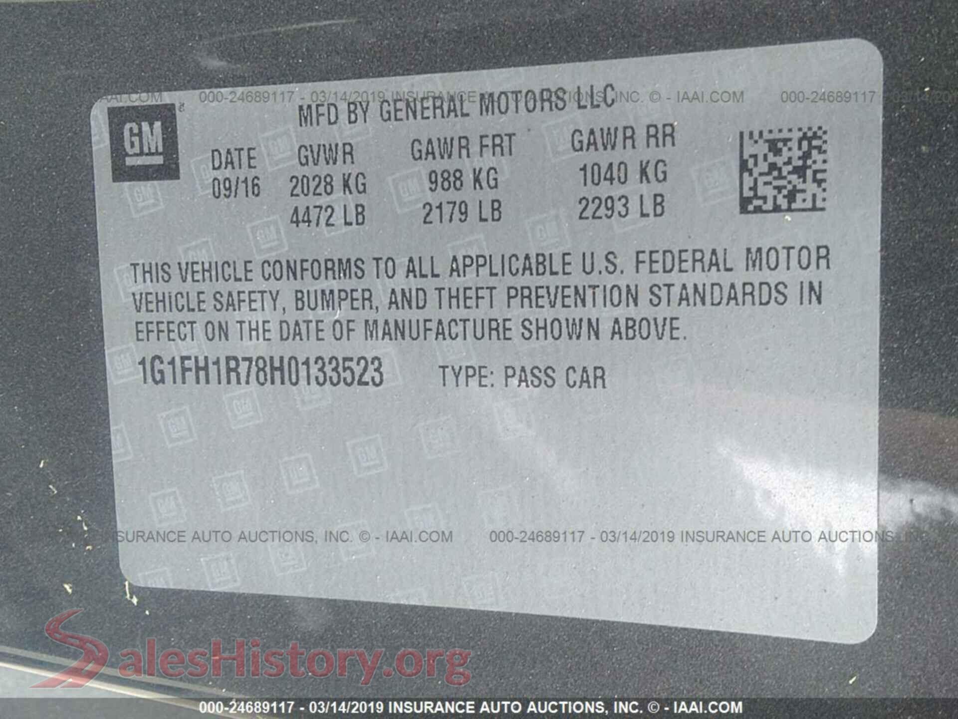 2017 CHEVROLET CAMARO VIN 1G1FH1R78H0133523, engine bay