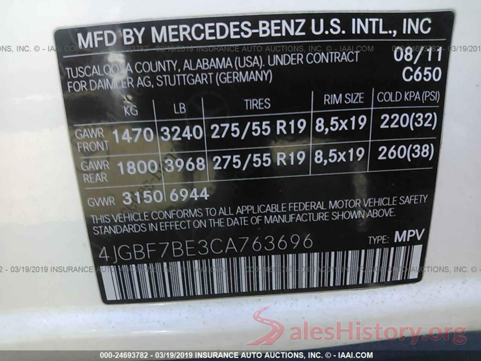 4JGBF7BE3CA763696 2012 MERCEDES-BENZ GL