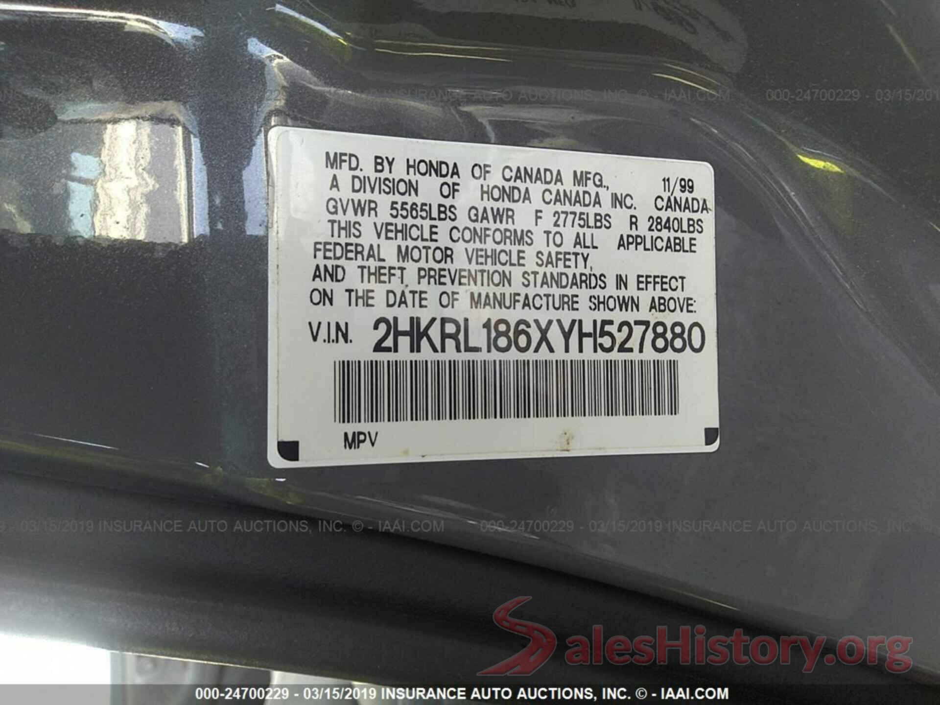 2HKRL186XYH527880 2000 HONDA ODYSSEY