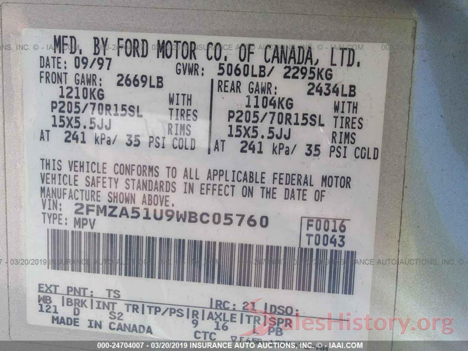 2FMZA51U9WBC05760 1998 FORD WINDSTAR