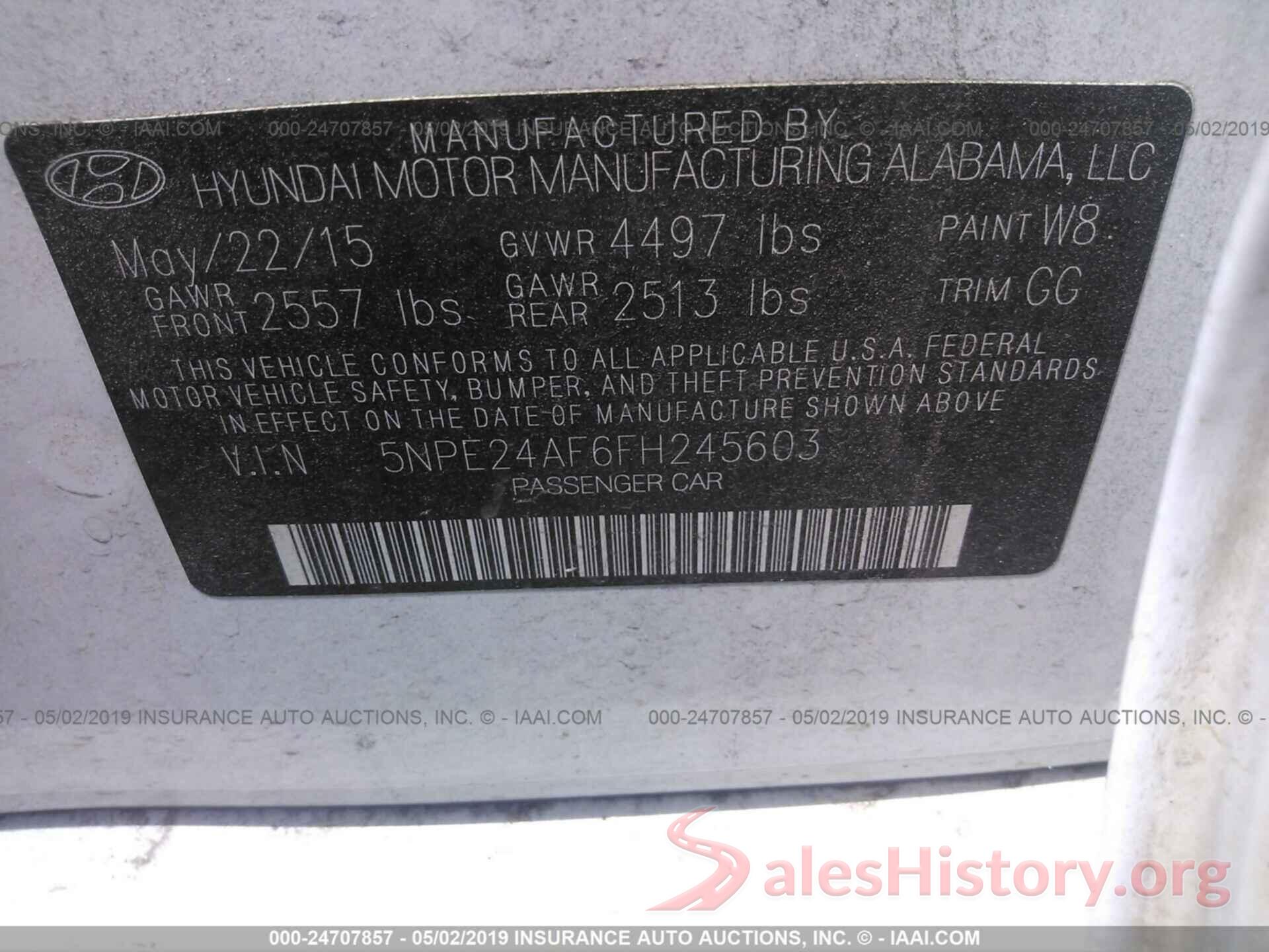 5NPE24AF6FH245603 2015 HYUNDAI SONATA