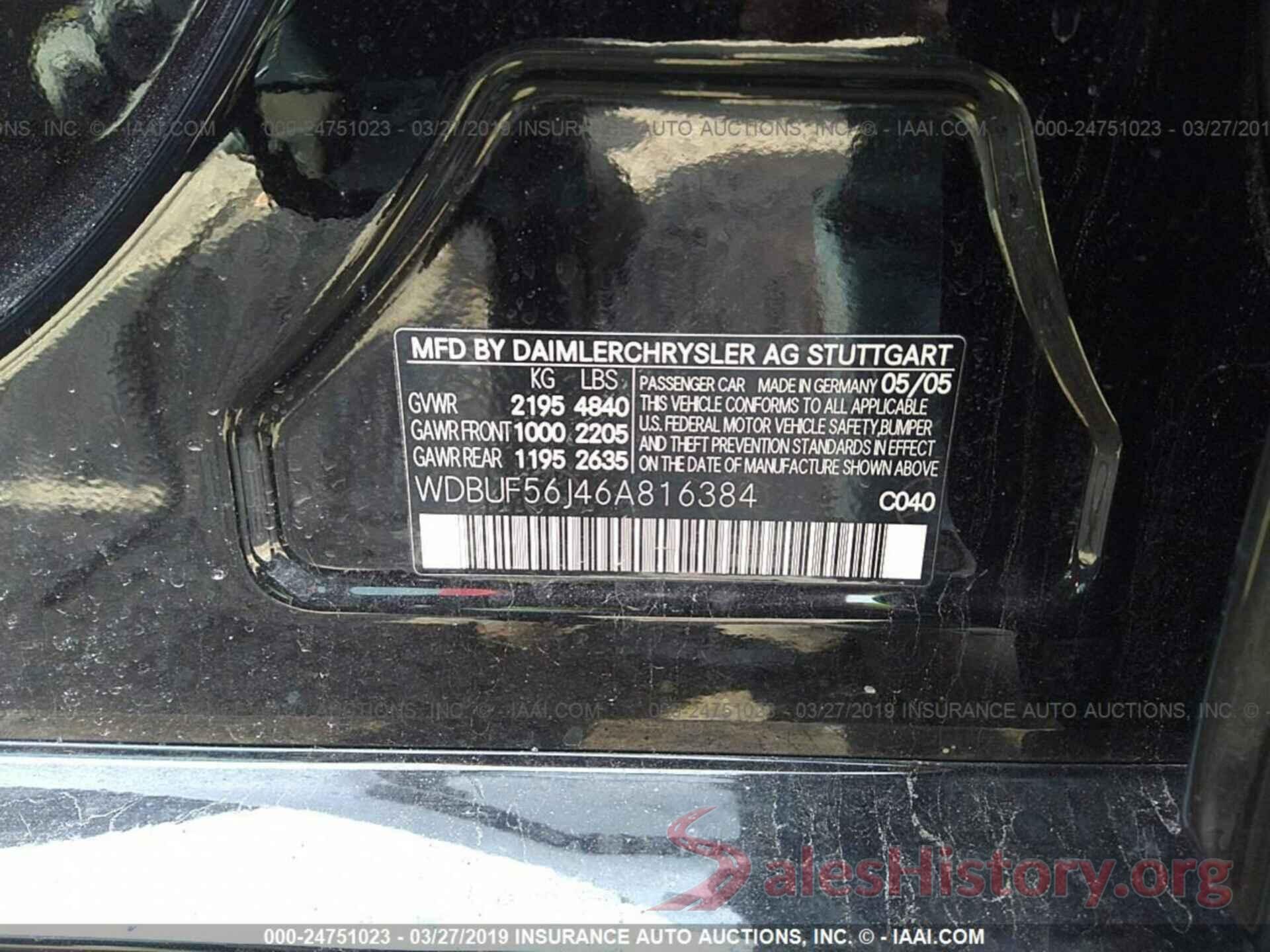 WDBUF56J46A816384 2006 MERCEDES-BENZ E