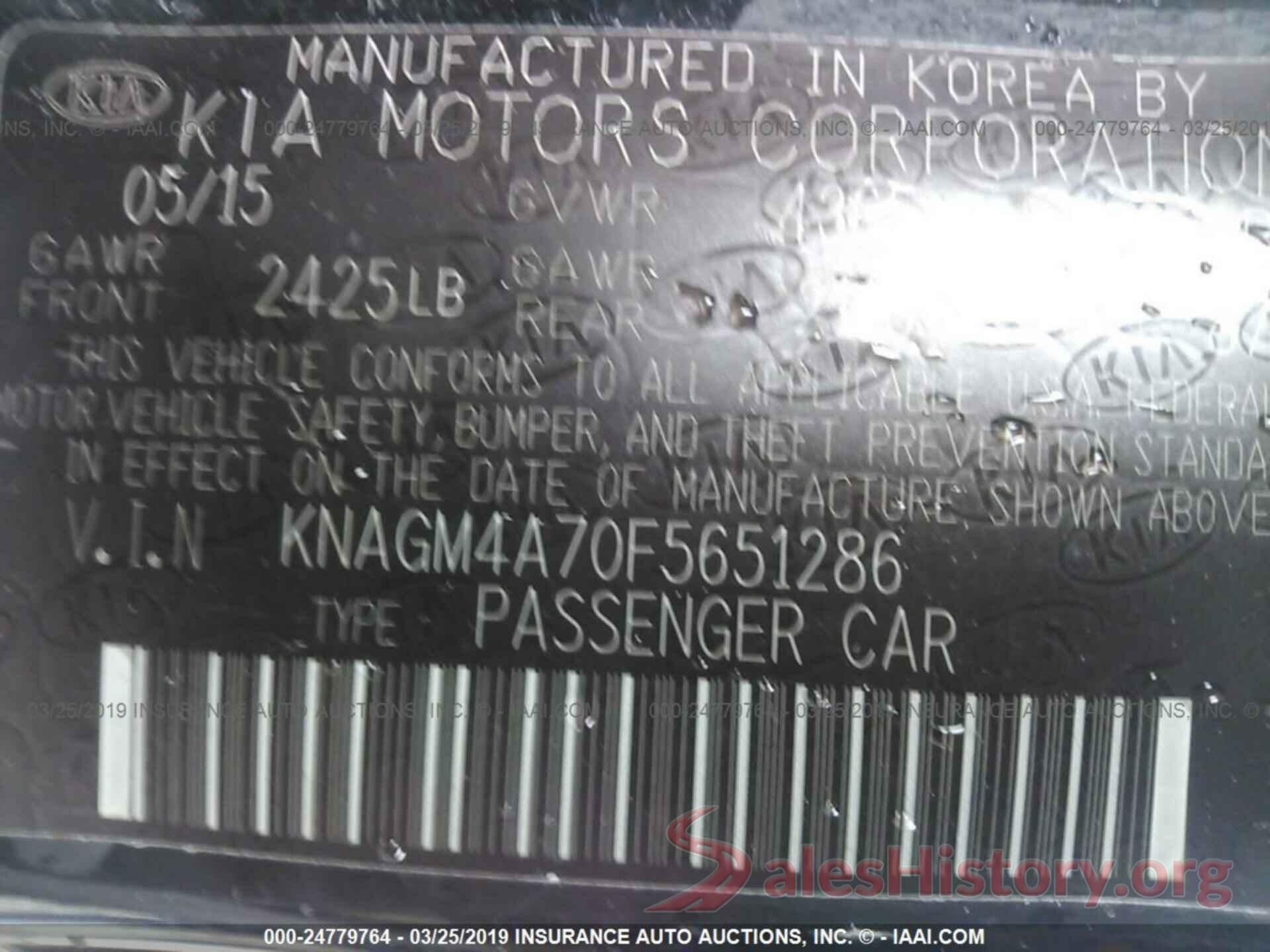 KNAGM4A70F5651286 2015 KIA OPTIMA