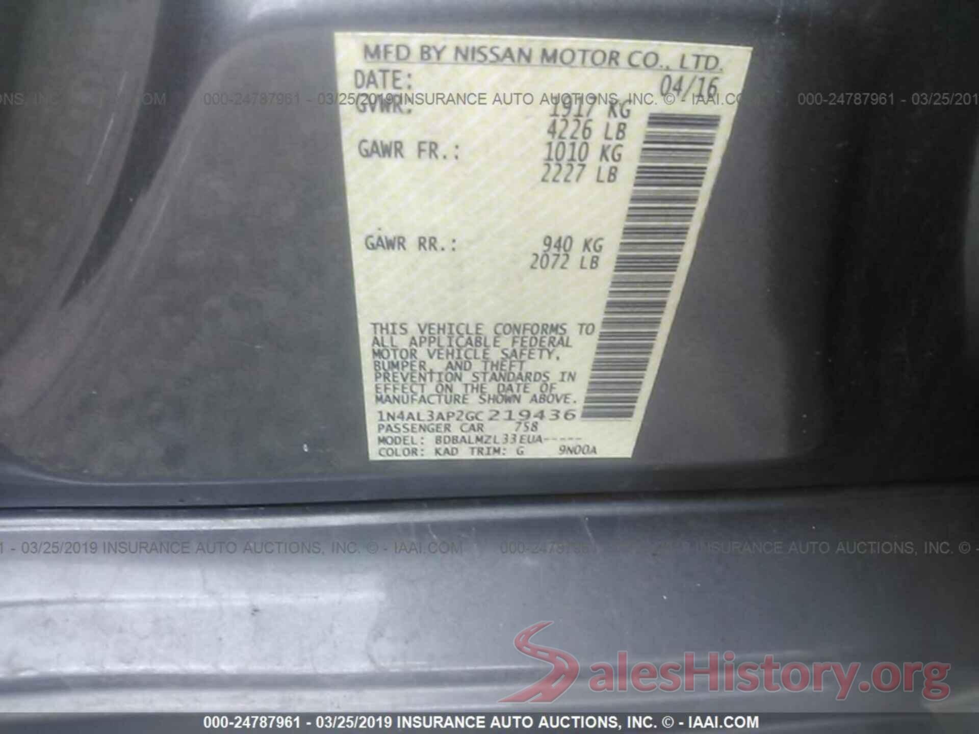 1N4AL3AP2GC219436 2016 NISSAN ALTIMA