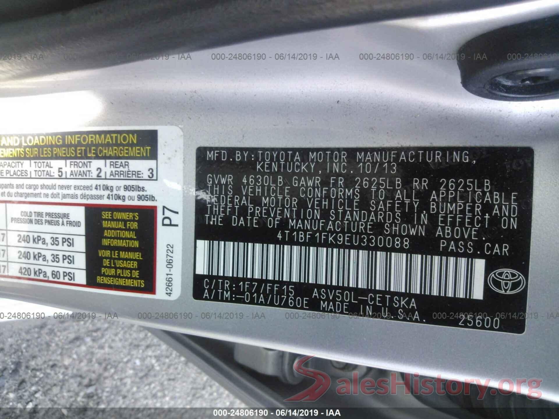 4T1BF1FK9EU330088 2014 TOYOTA CAMRY