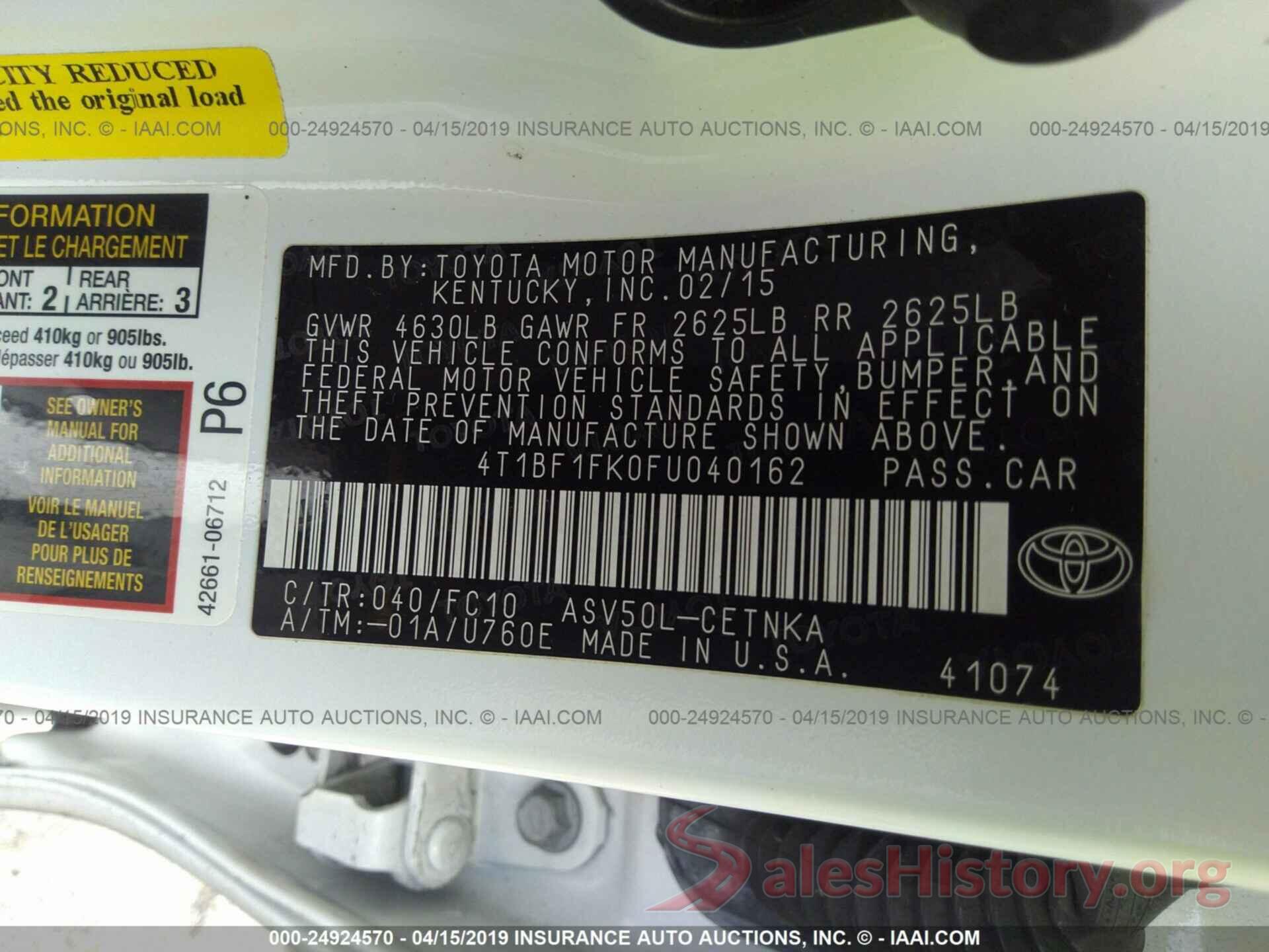 4T1BF1FK0FU040162 2015 TOYOTA CAMRY