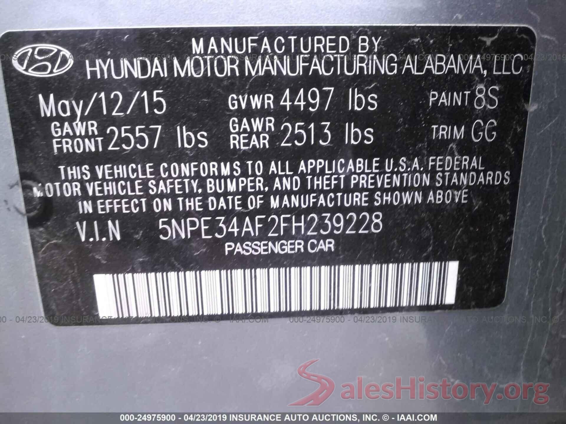 5NPE34AF2FH239228 2015 HYUNDAI SONATA