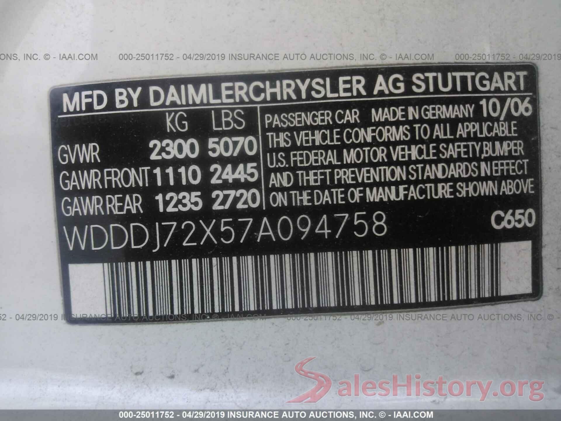 WDDDJ72X57A094758 2007 MERCEDES-BENZ CLS