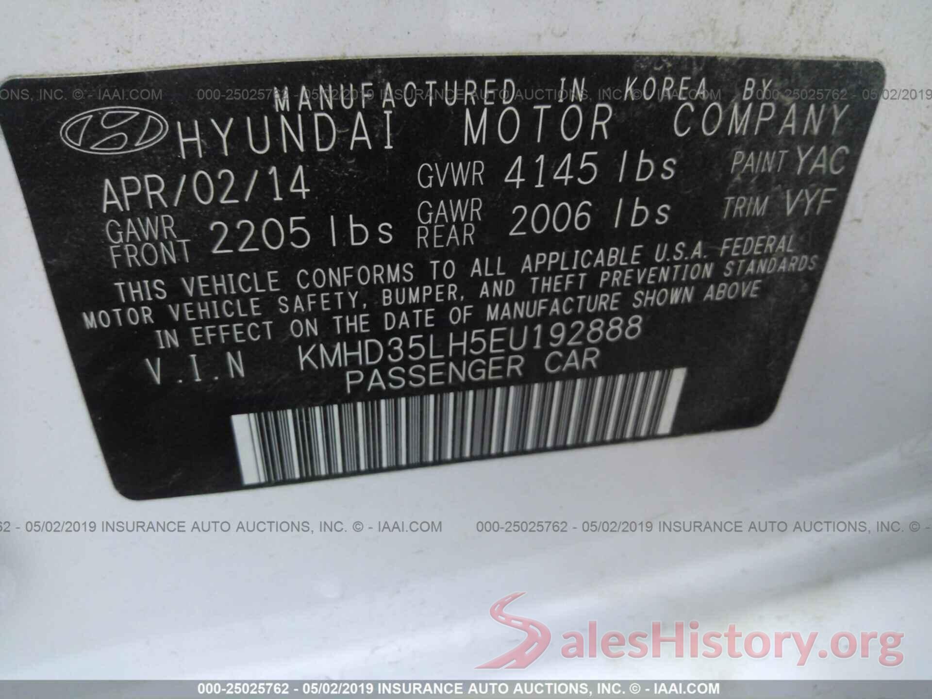 KMHD35LH5EU192888 2014 HYUNDAI ELANTRA GT